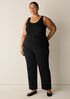 Sheer Cotton Blend Knit Scoop Neck Tank