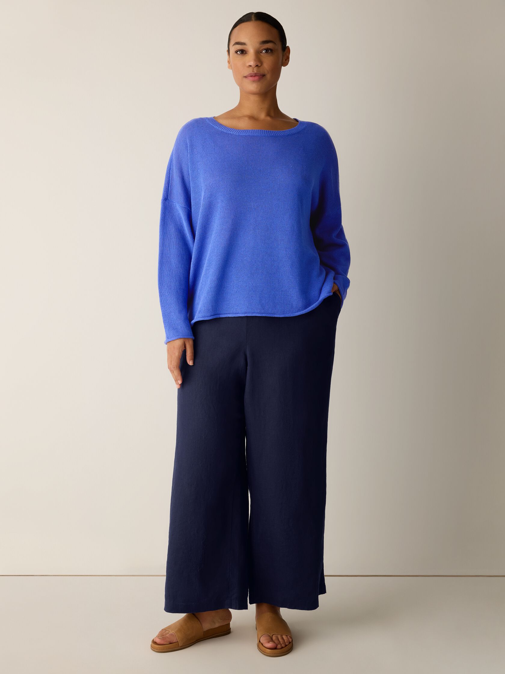 Organic Linen Cotton Crew Neck Top