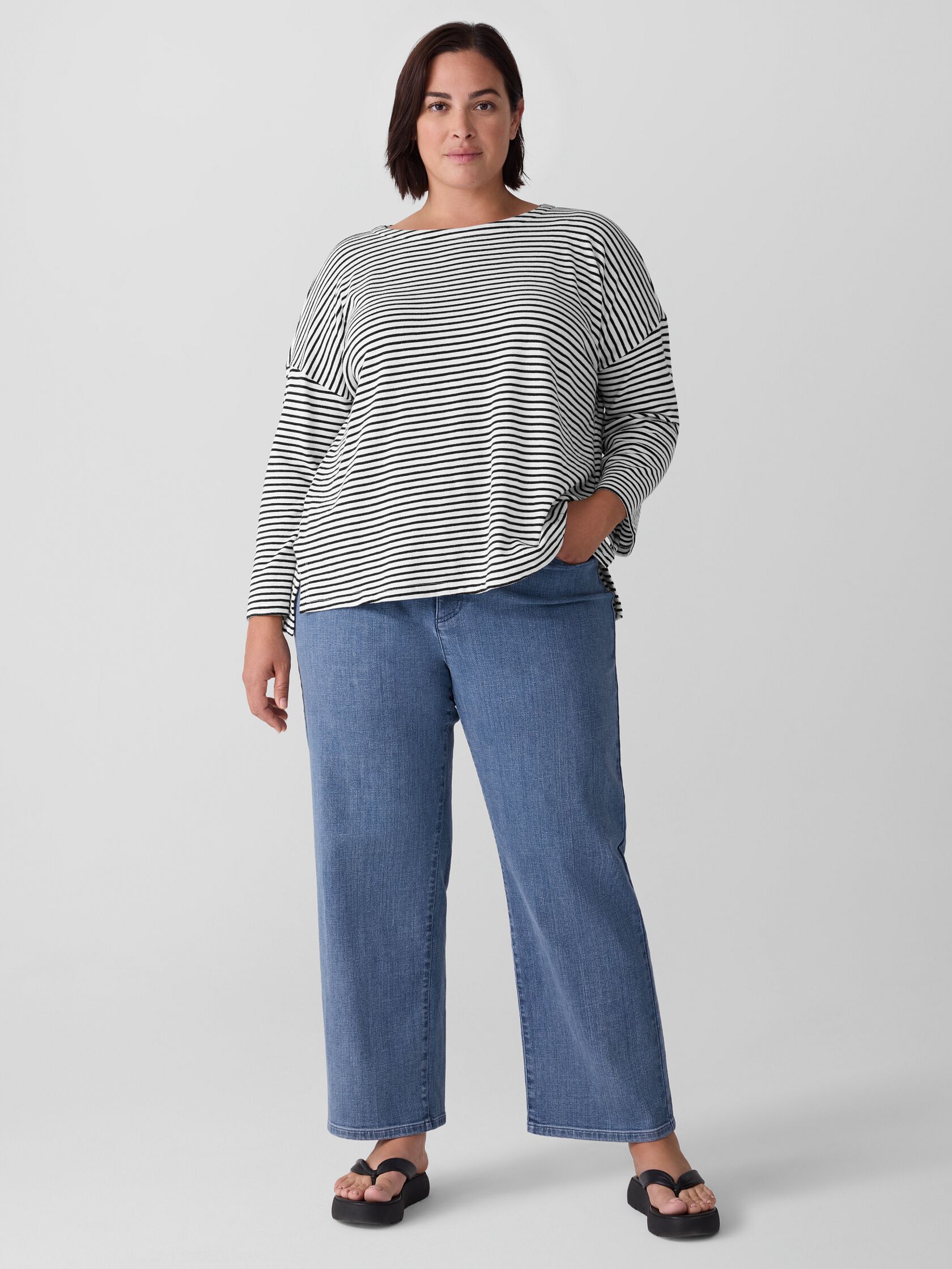 Cotton Stretch Denim Straight Jean