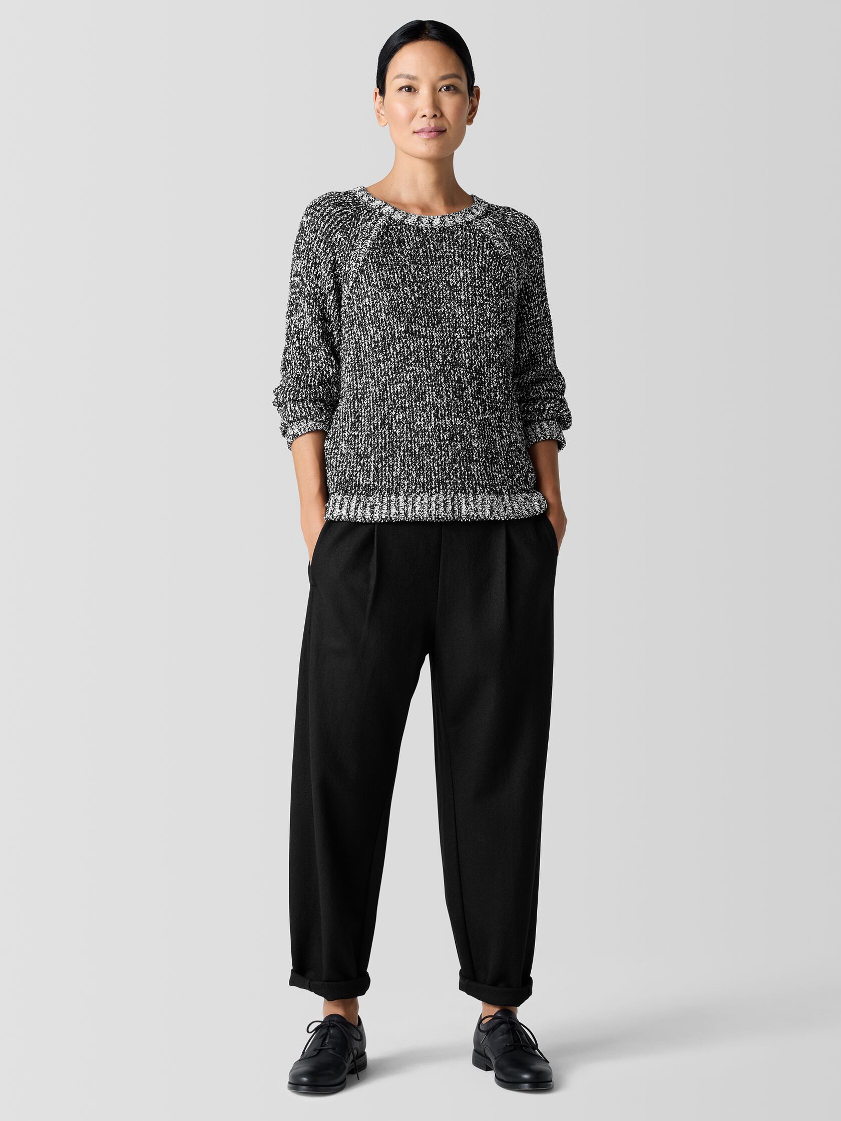 Peruvian Organic Cotton Boucle Crew Neck Top