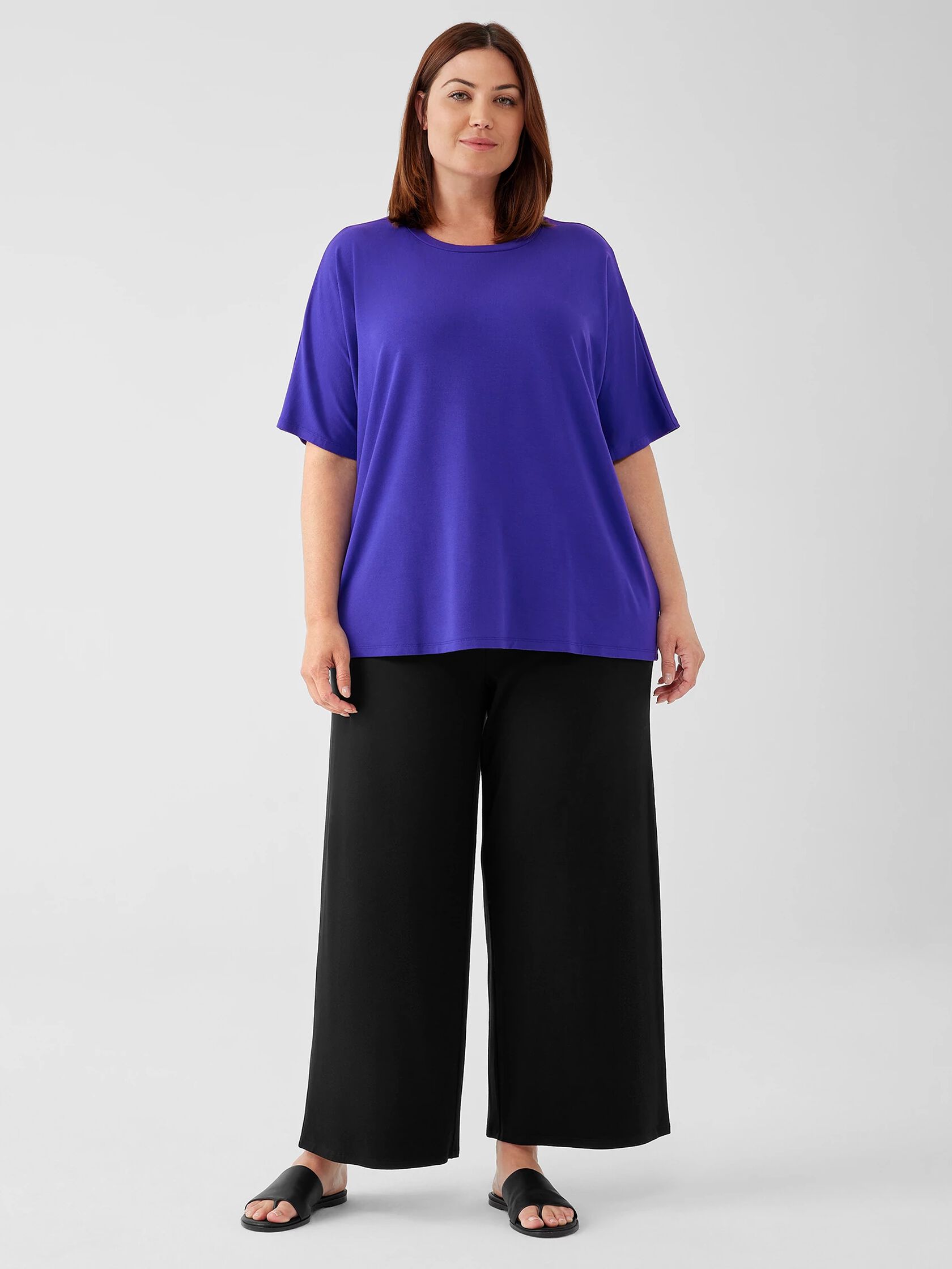 Stretch Jersey Knit Crew Neck Tee