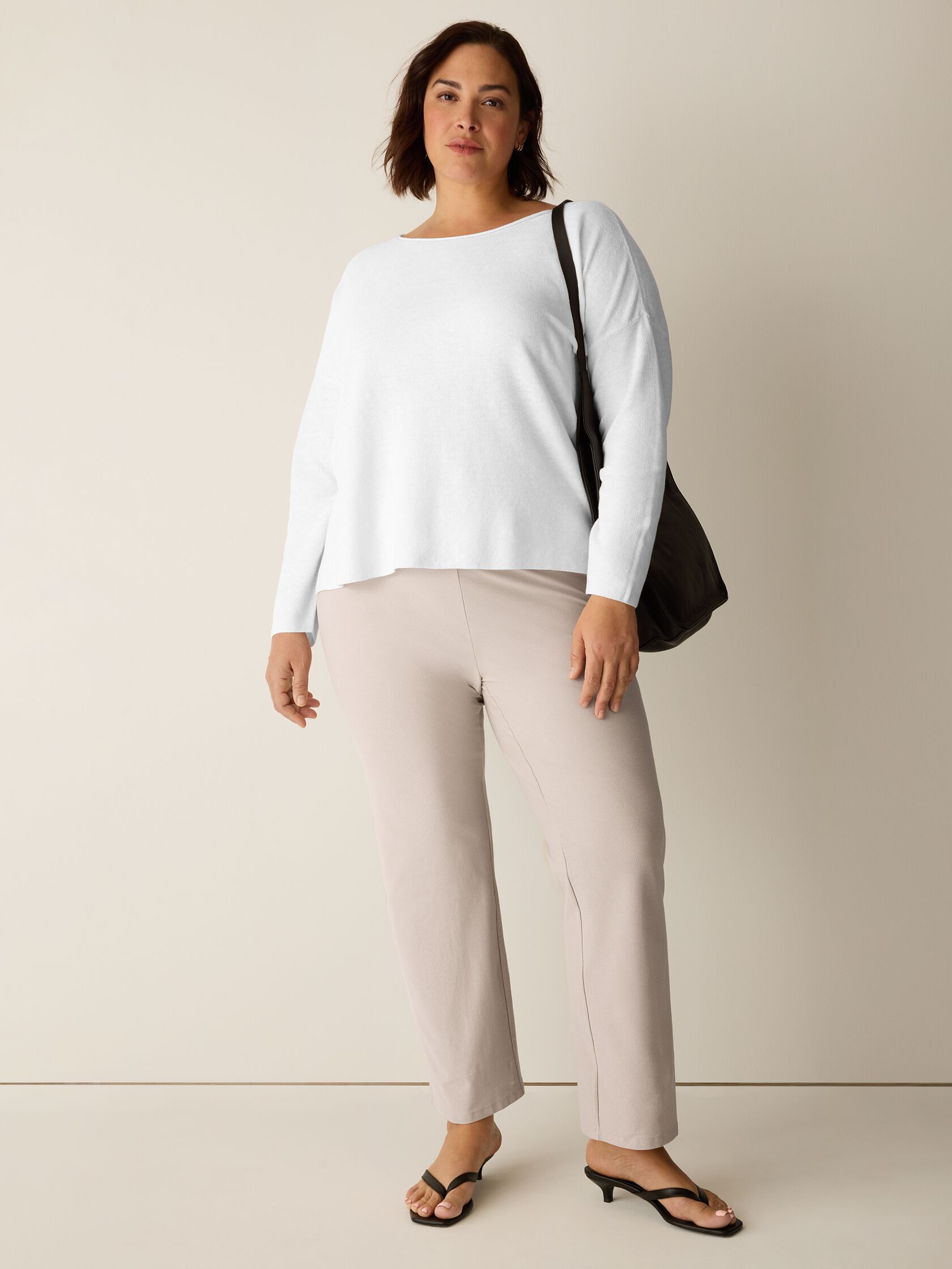 Organic Linen Cotton Jewel Neck Box-Top