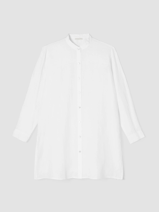Handkerchief Linen Mandarin Collar Long Shirt