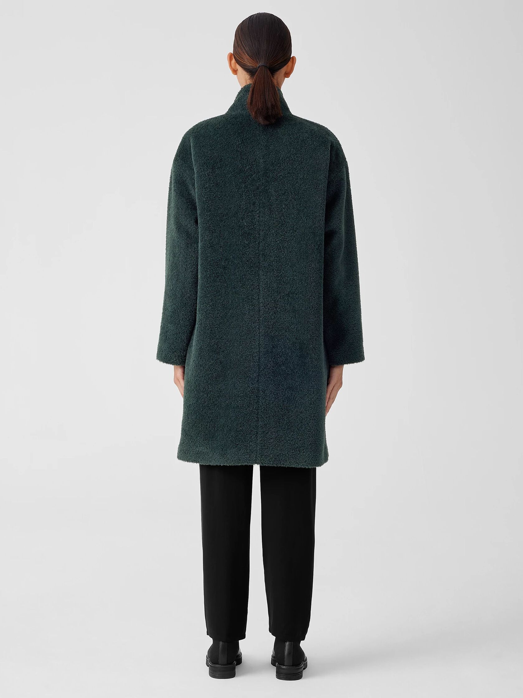 Sheared Suri Alpaca Stand Collar Coat