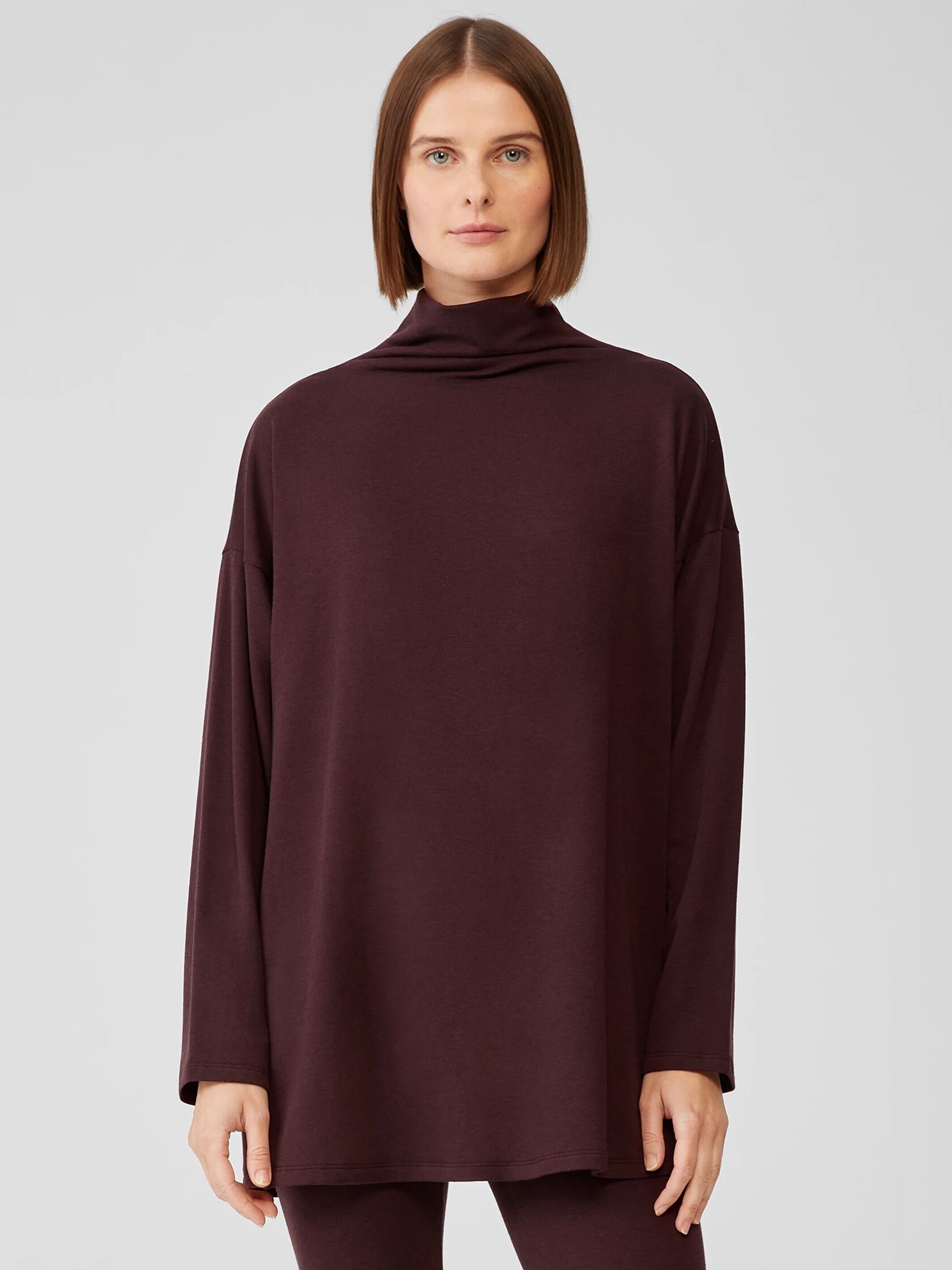 Cozy Brushed Terry Funnel Neck Top
