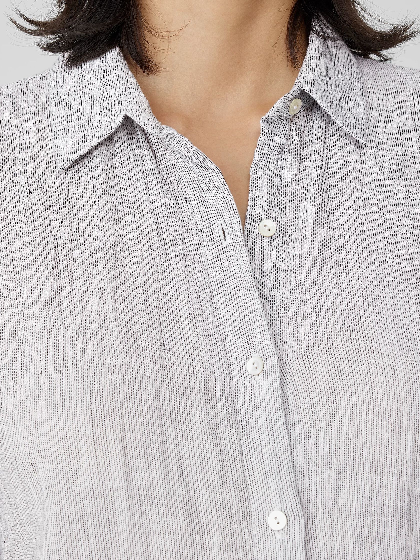 Striped Organic Linen Crinkle Shirtdress