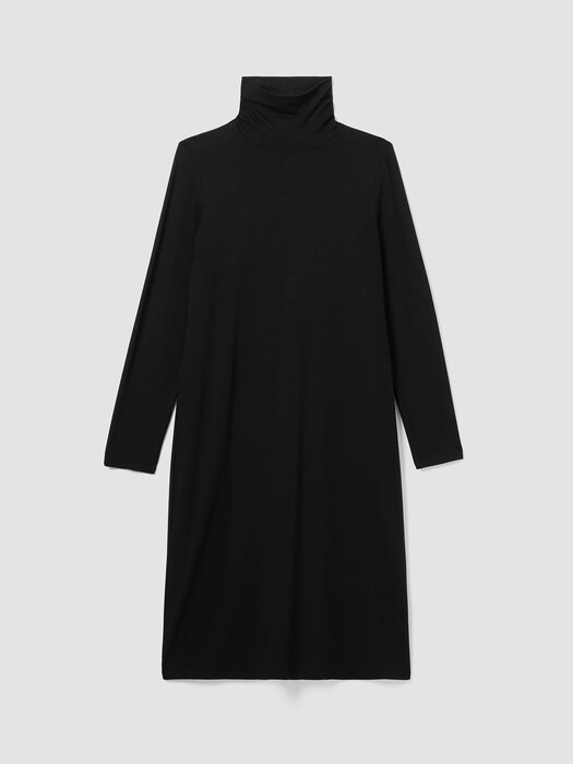 Stretch Jersey Knit Scrunch Neck Dress