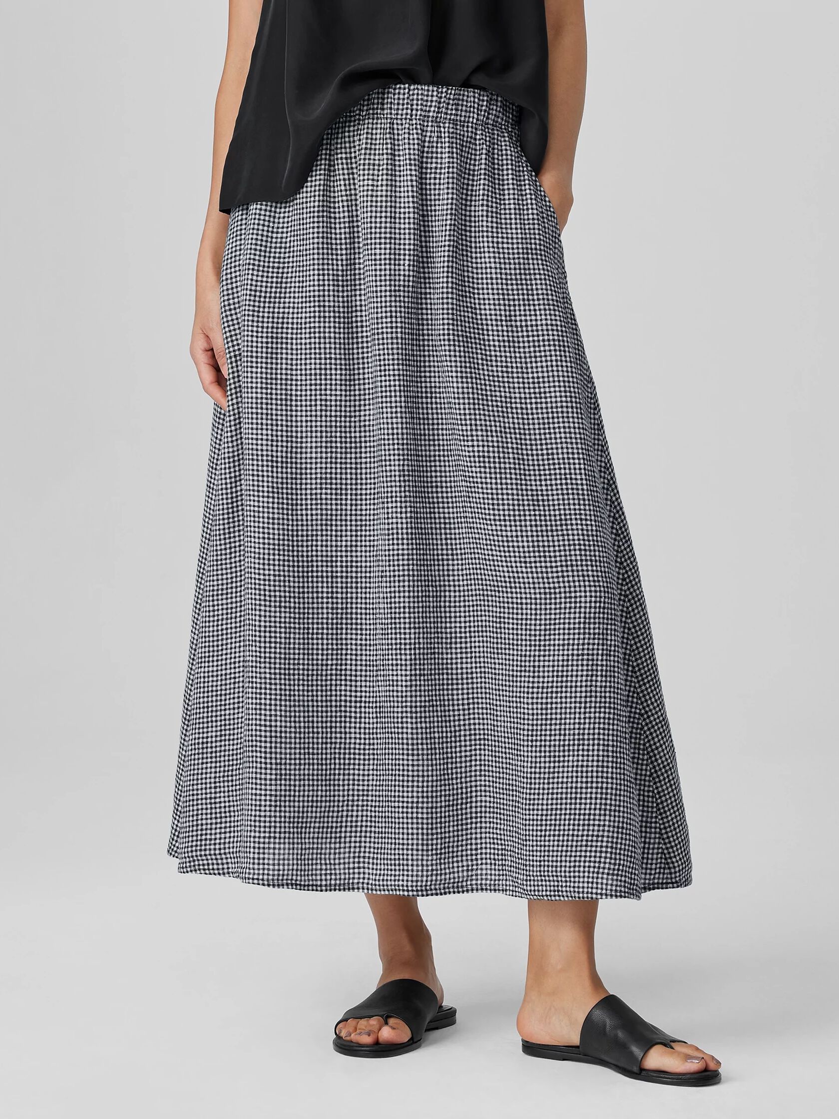 Puckered Organic Linen Pocket Skirt