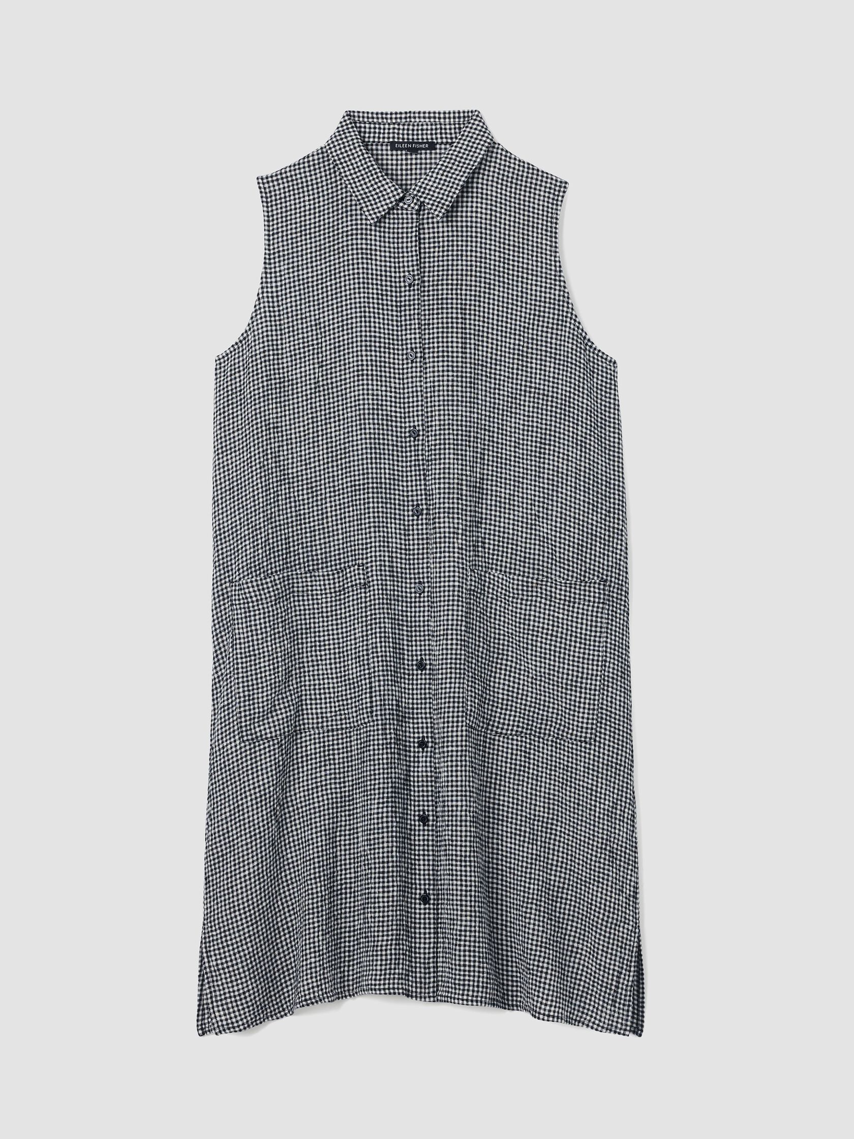 Puckered Organic Linen Sleeveless Dress