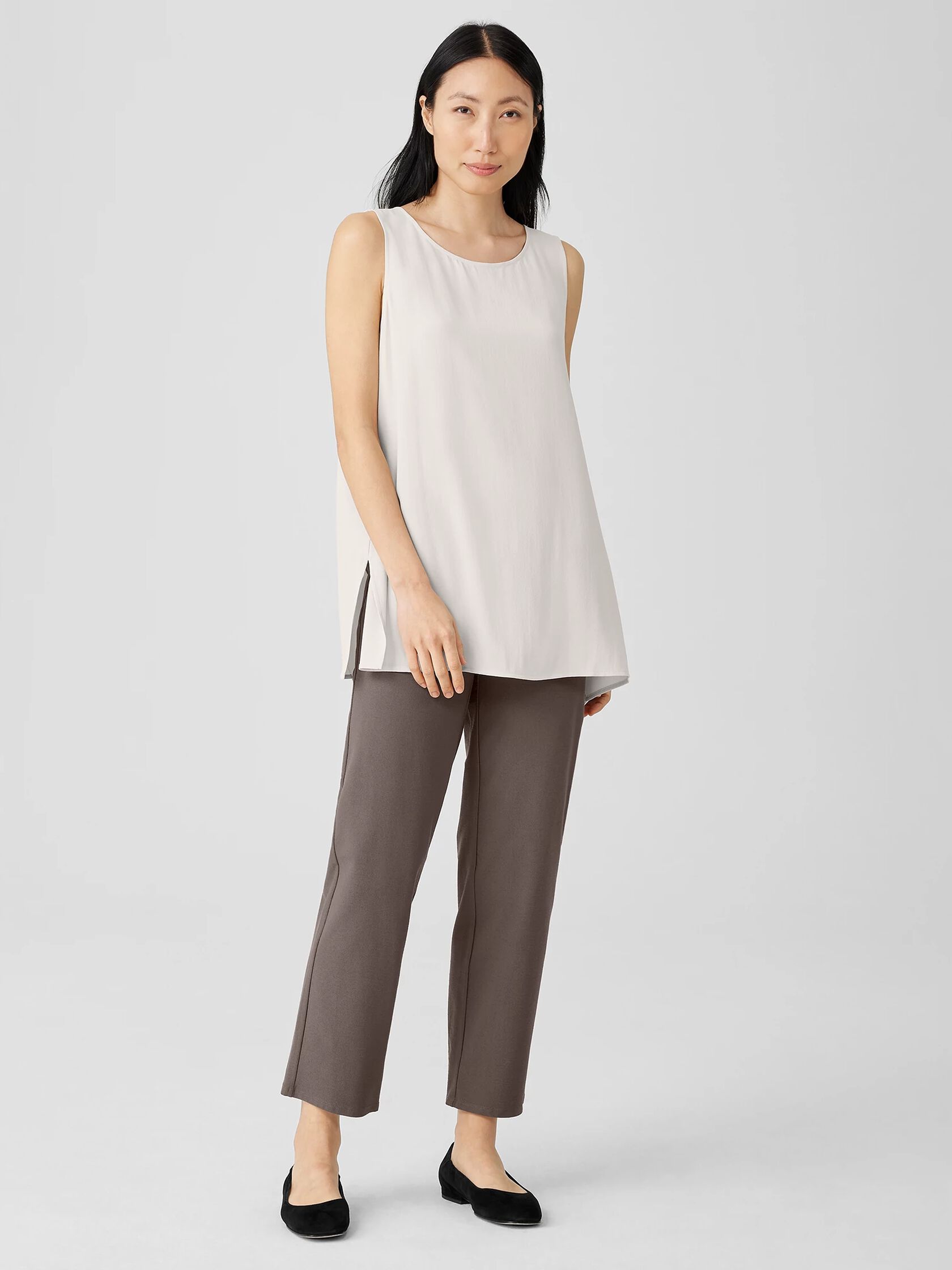 Washable Stretch Crepe Straight Pant