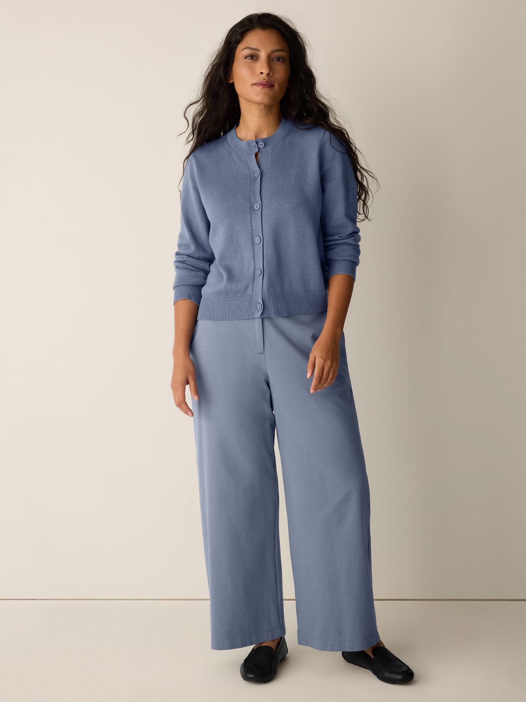 Peruvian Cotton Blend Crew Neck Cardigan