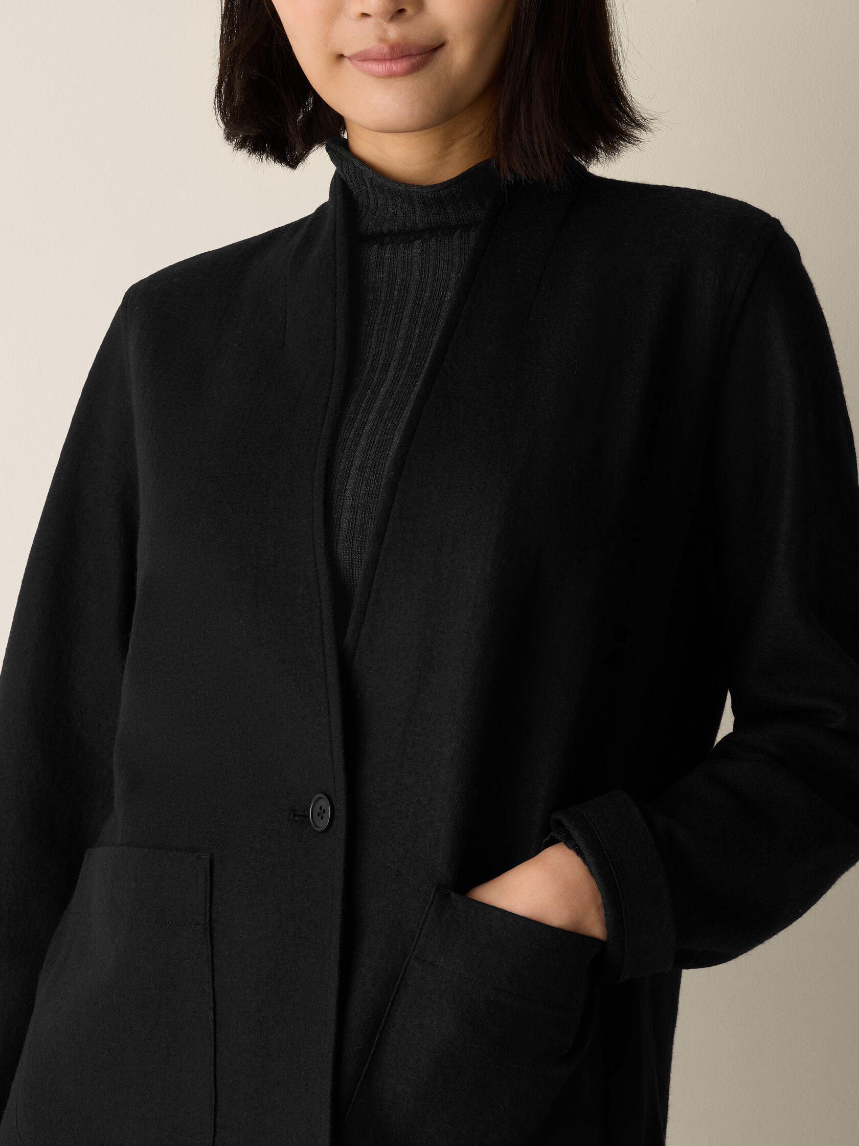 Felted Wool Jersey High Collar Jacket