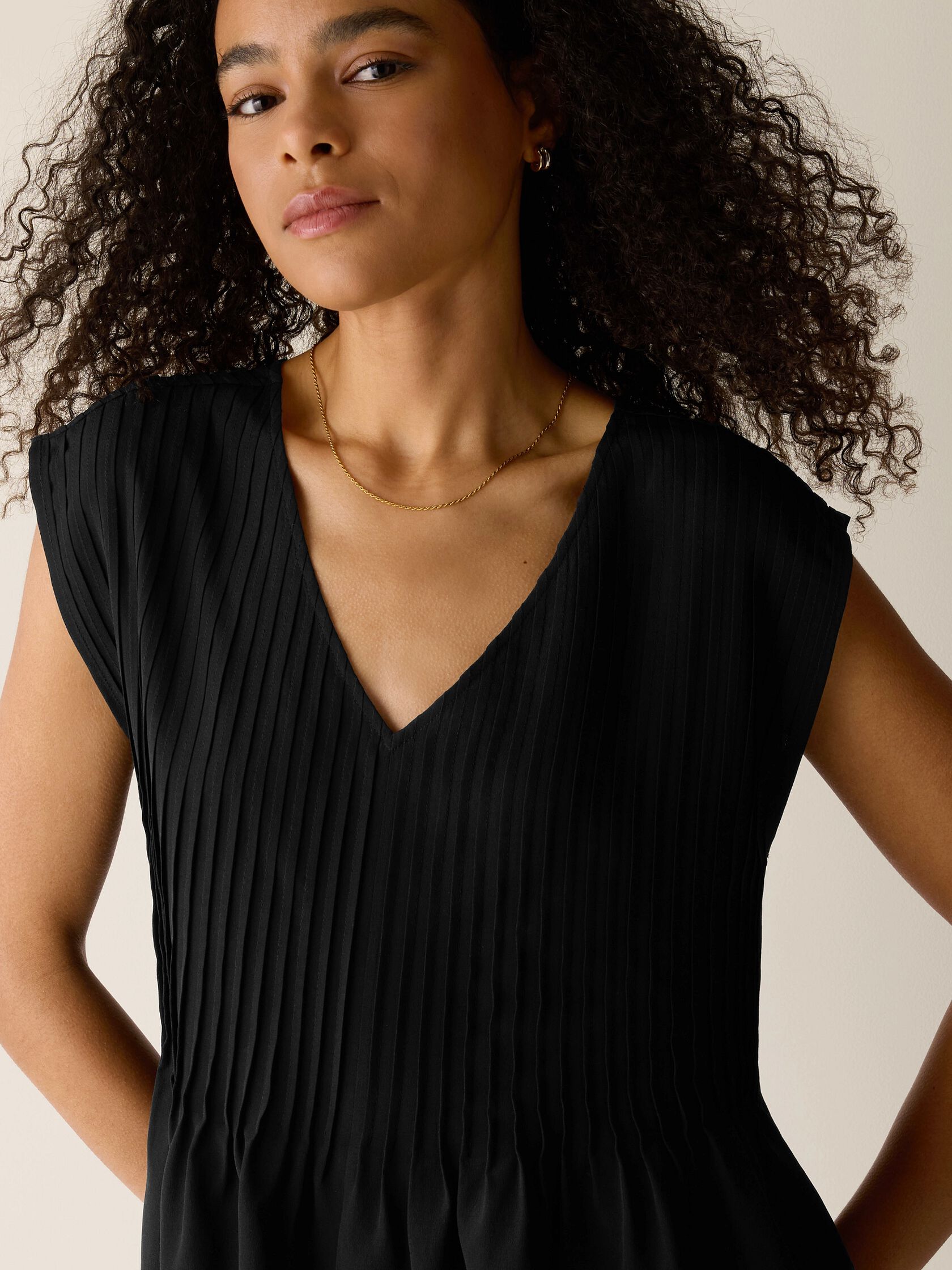 Silk Crepe de Chine V-Neck Top