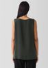 Silk Georgette Crepe Ballet Neck Long Tank