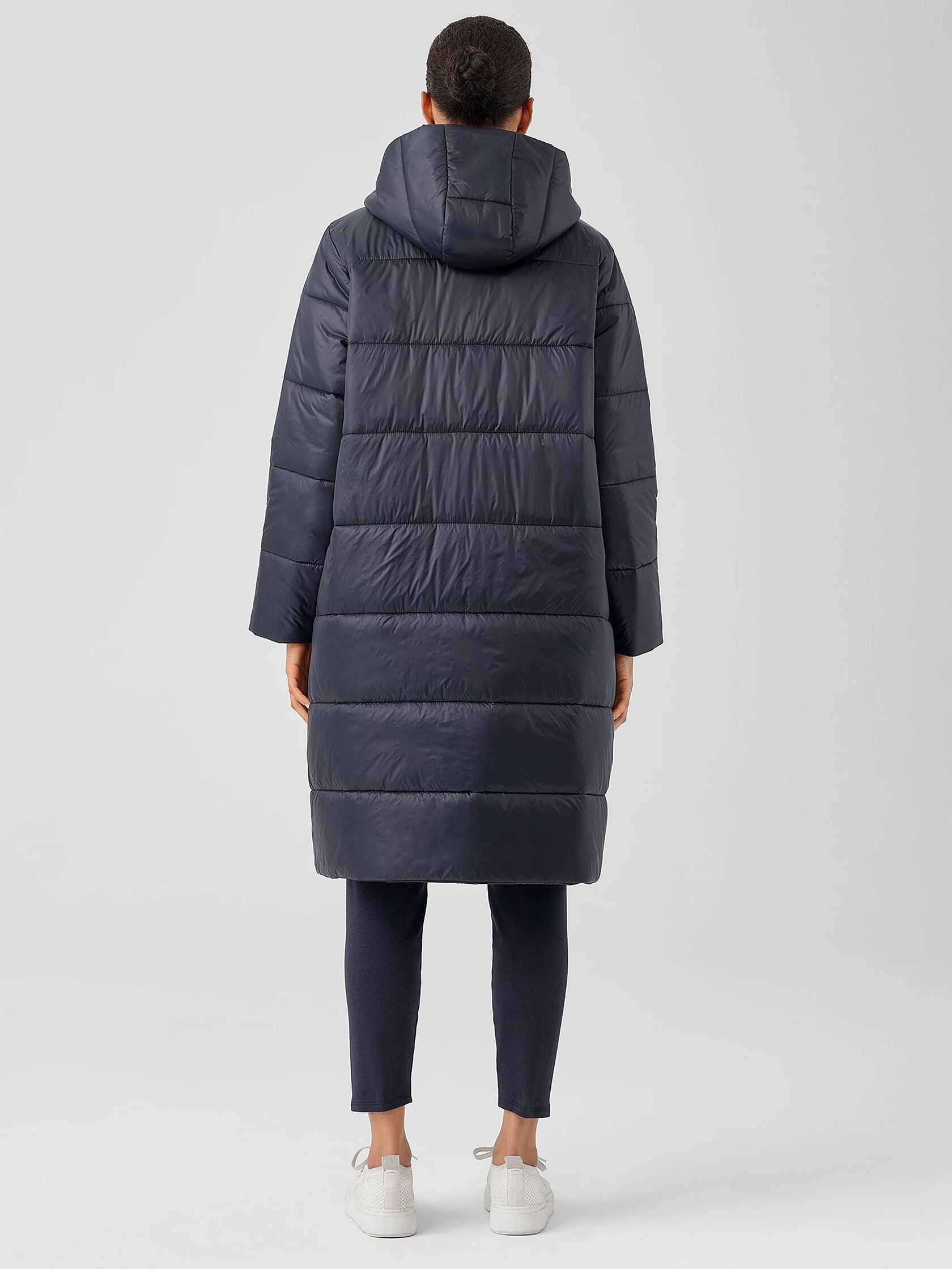 Eggshell Recycled Nylon Long Coat