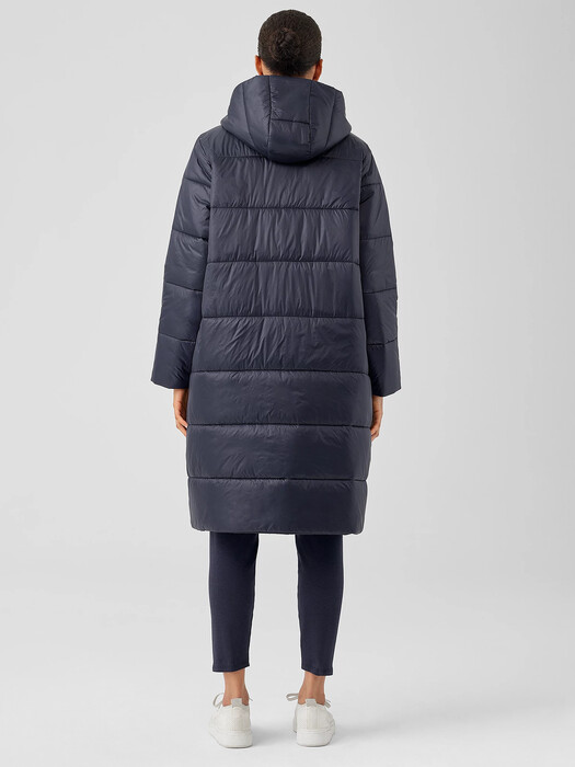 Eggshell Recycled Nylon Long Coat