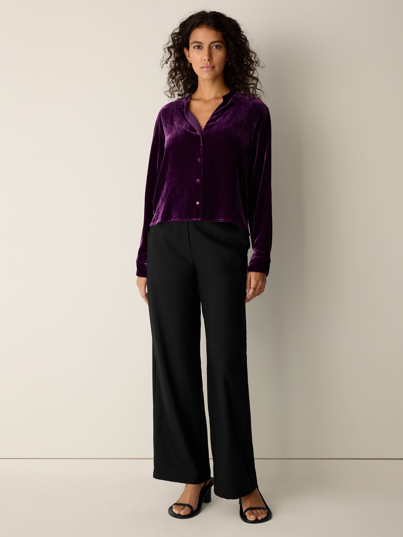 Velvet Band Collar Shirt