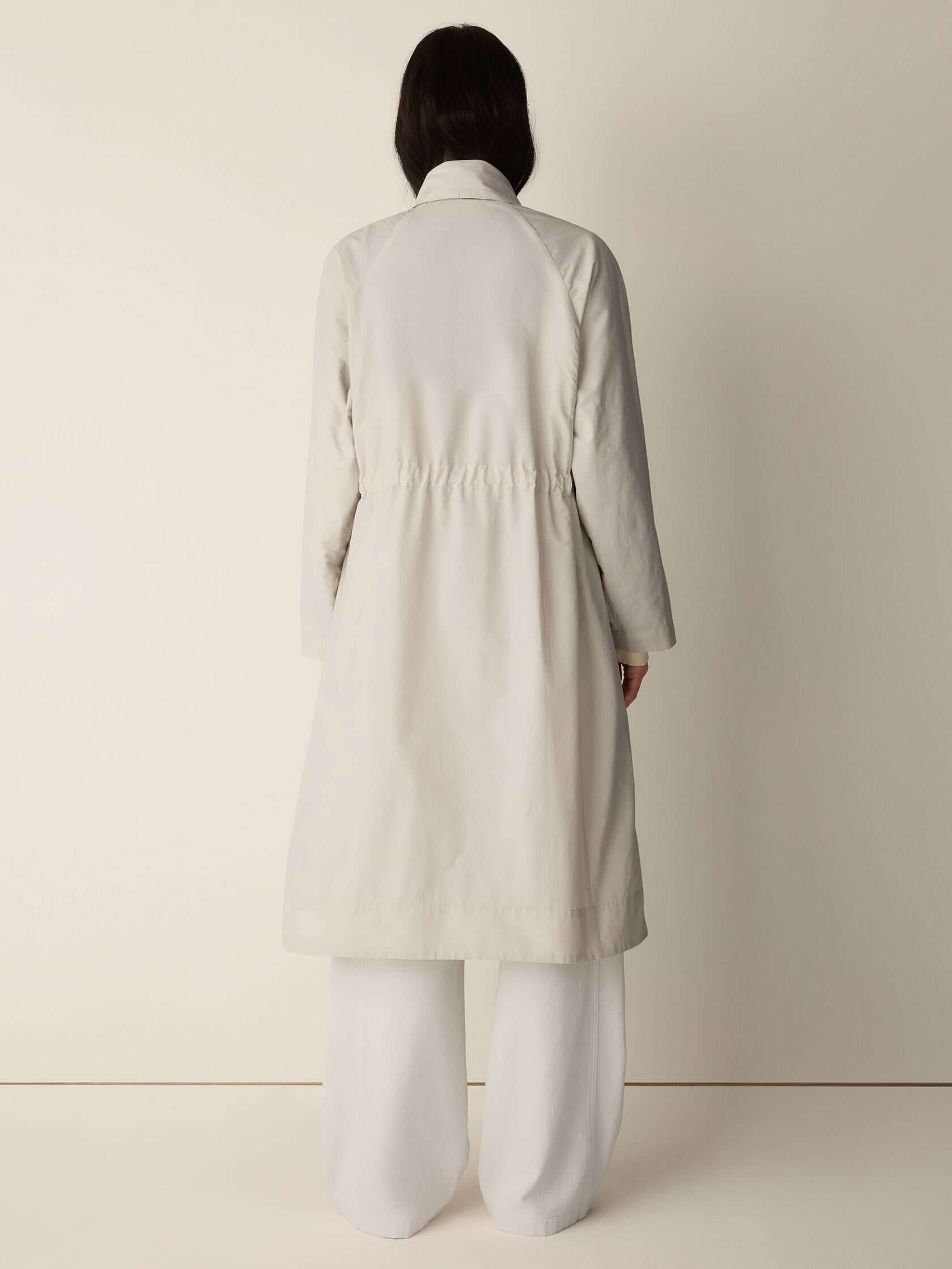 Light Cotton Nylon Drape Neck Coat