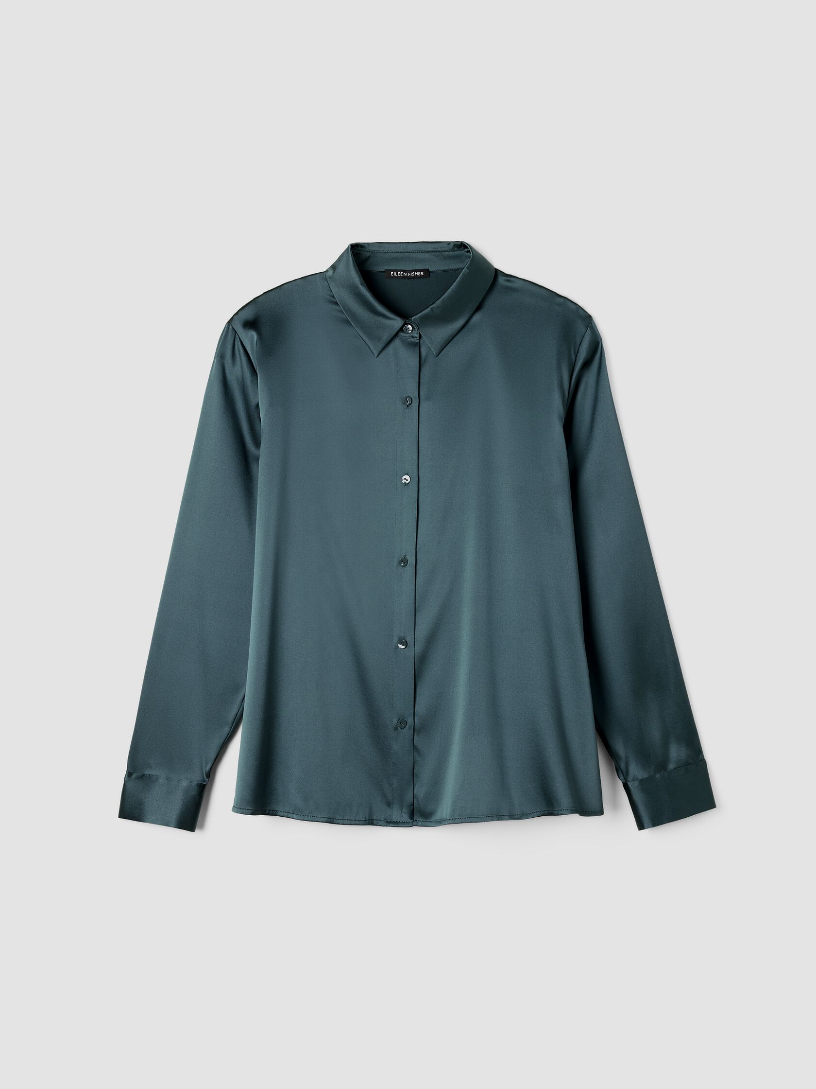 Stretch Silk Charmeuse Classic Collar Shirt