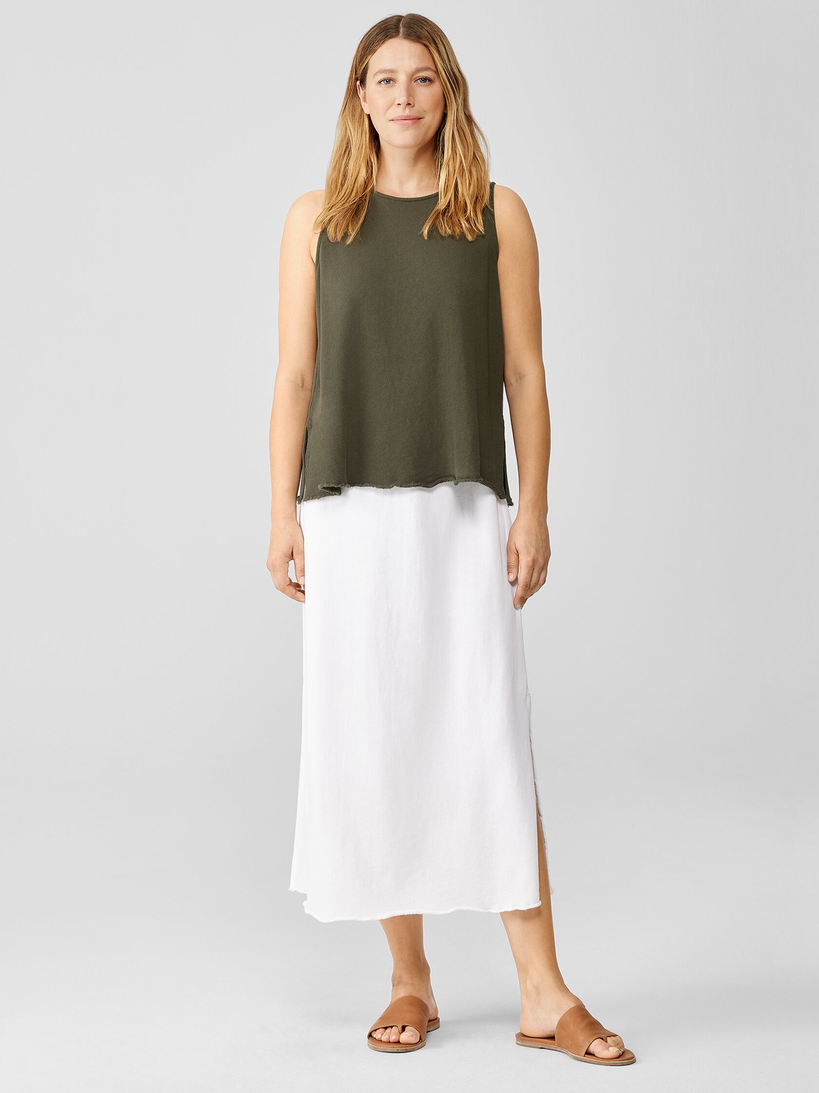 Lightweight Organic Cotton Terry A-Line Skirt