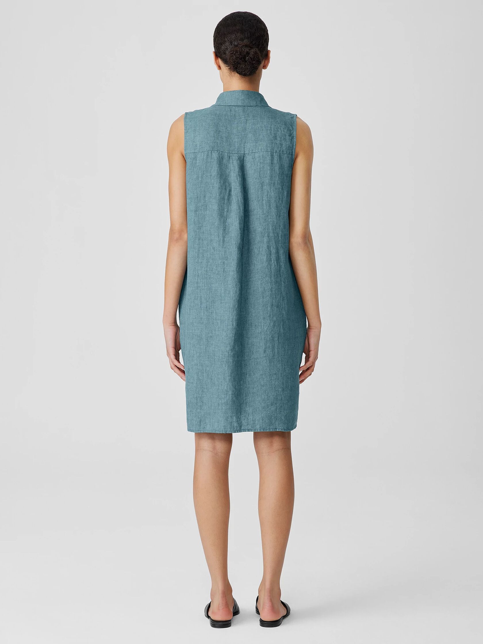 Washed Organic Linen Délavé Sleeveless Shirtdress