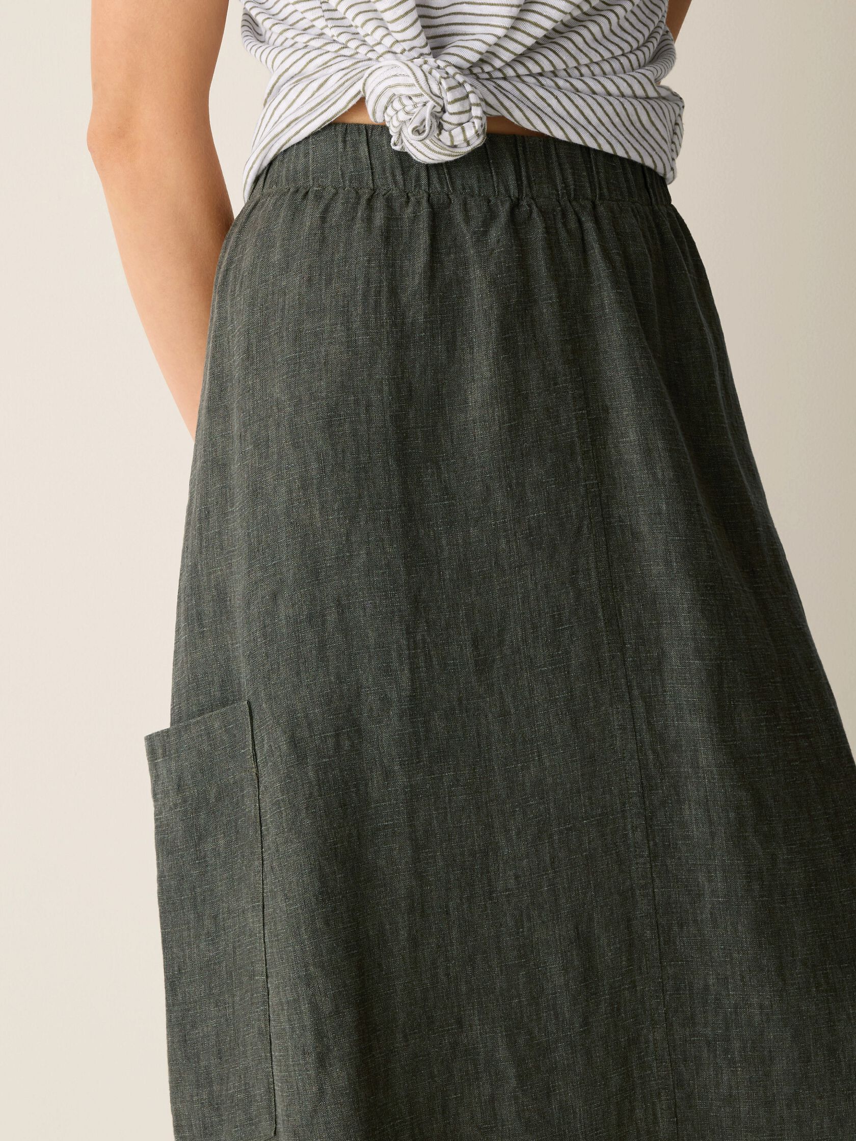 Washed Organic Linen D&eacute;lav&eacute; Cargo Skirt
