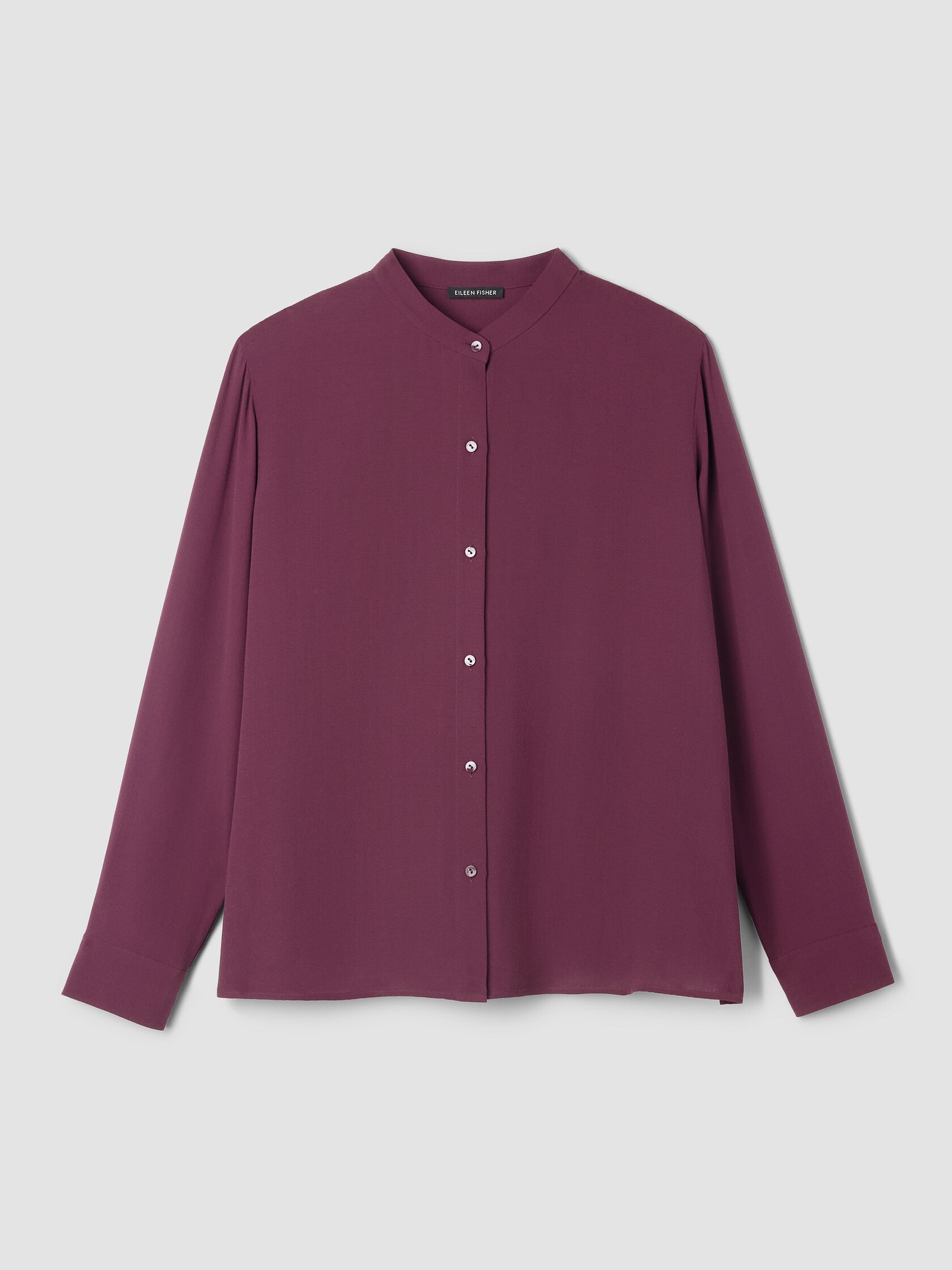 Silk Georgette Crepe Band Collar Top