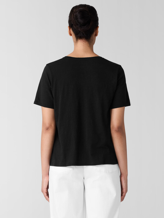 Organic Cotton Slubby Jersey V-Neck Tee