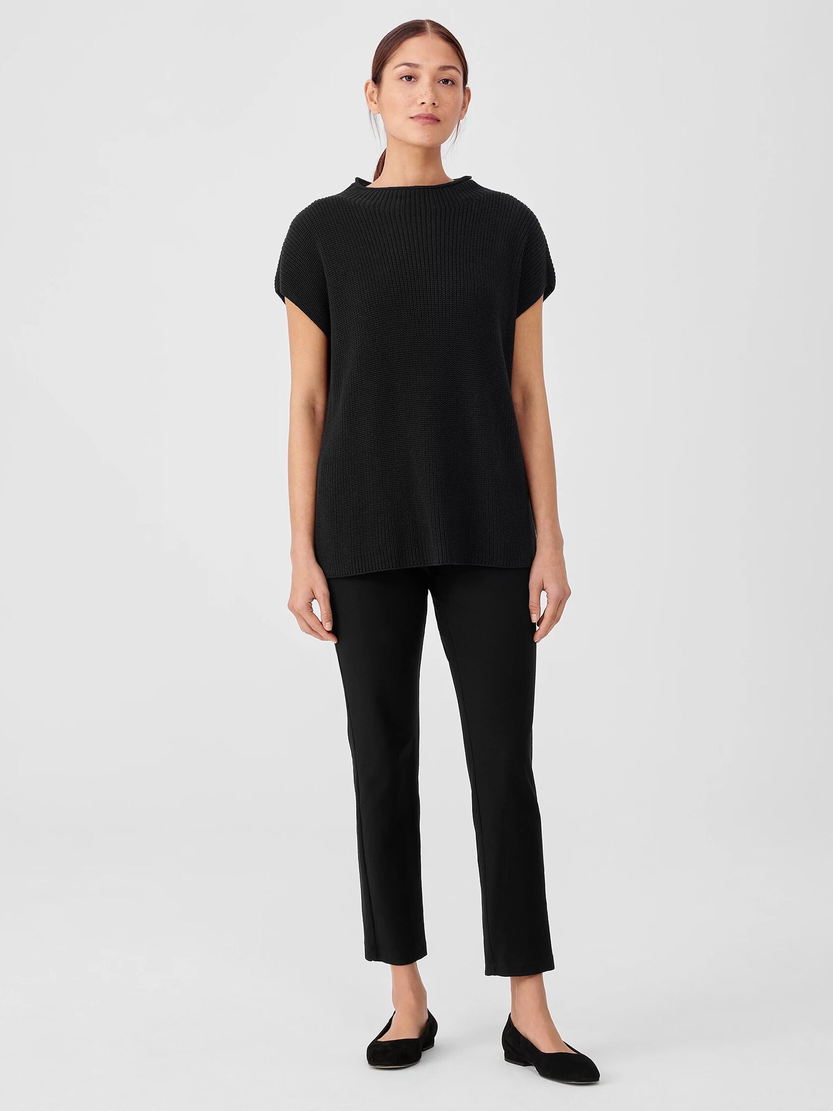 Peruvian Cotton Blend Funnel Neck Top