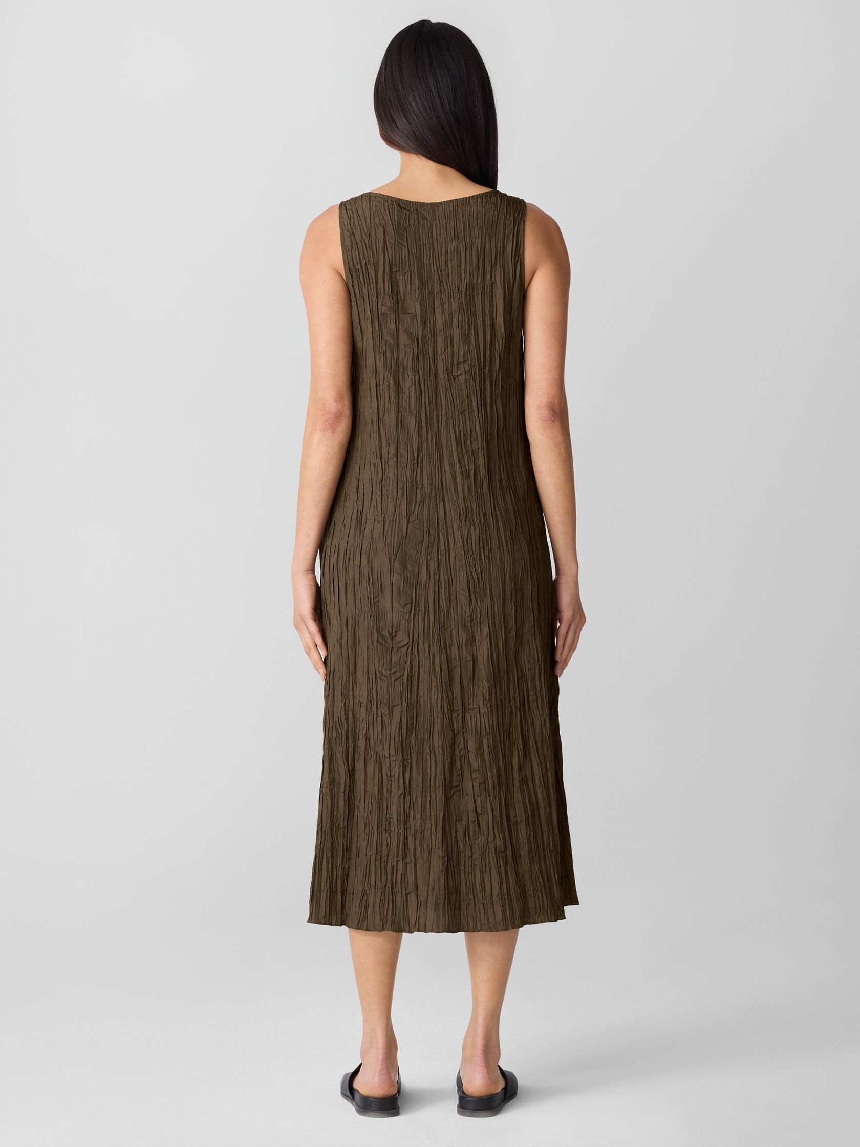 Crushed Silk V-Neck Dress