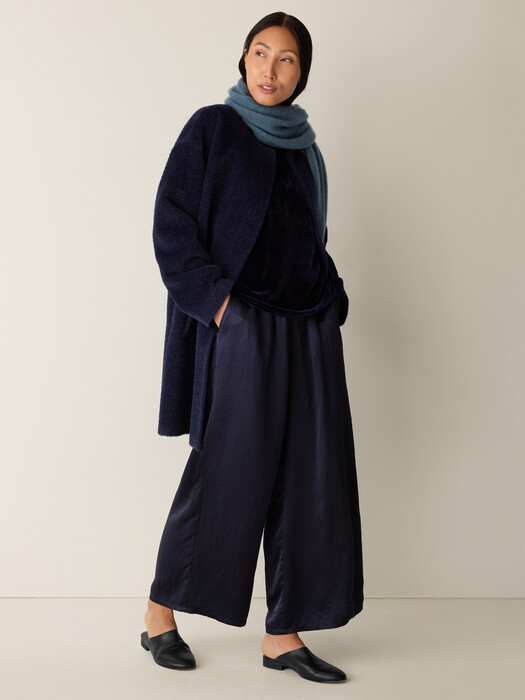 Textured Satin Wide-Leg Pant