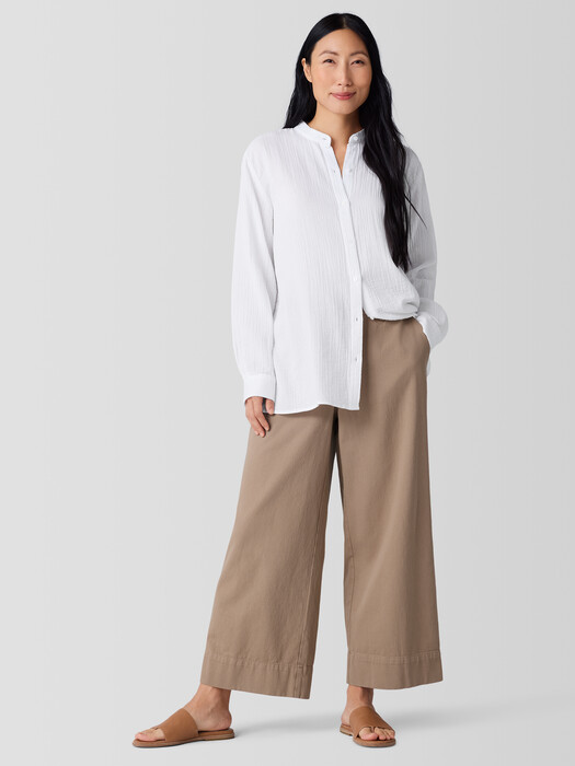 Garment-Dyed Utility Cotton Wide-Leg Pant