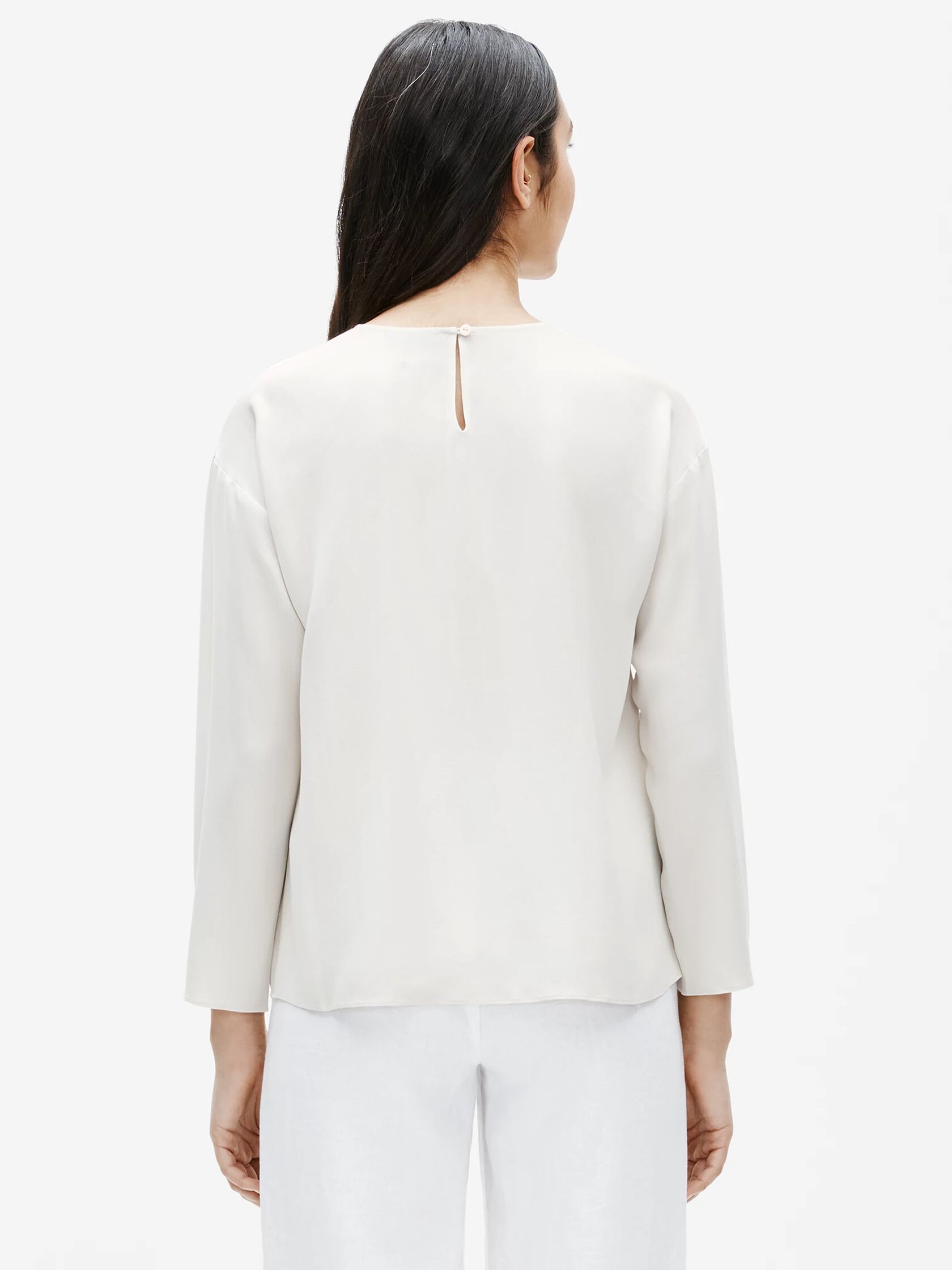 Silk Georgette Crepe Round Neck Top