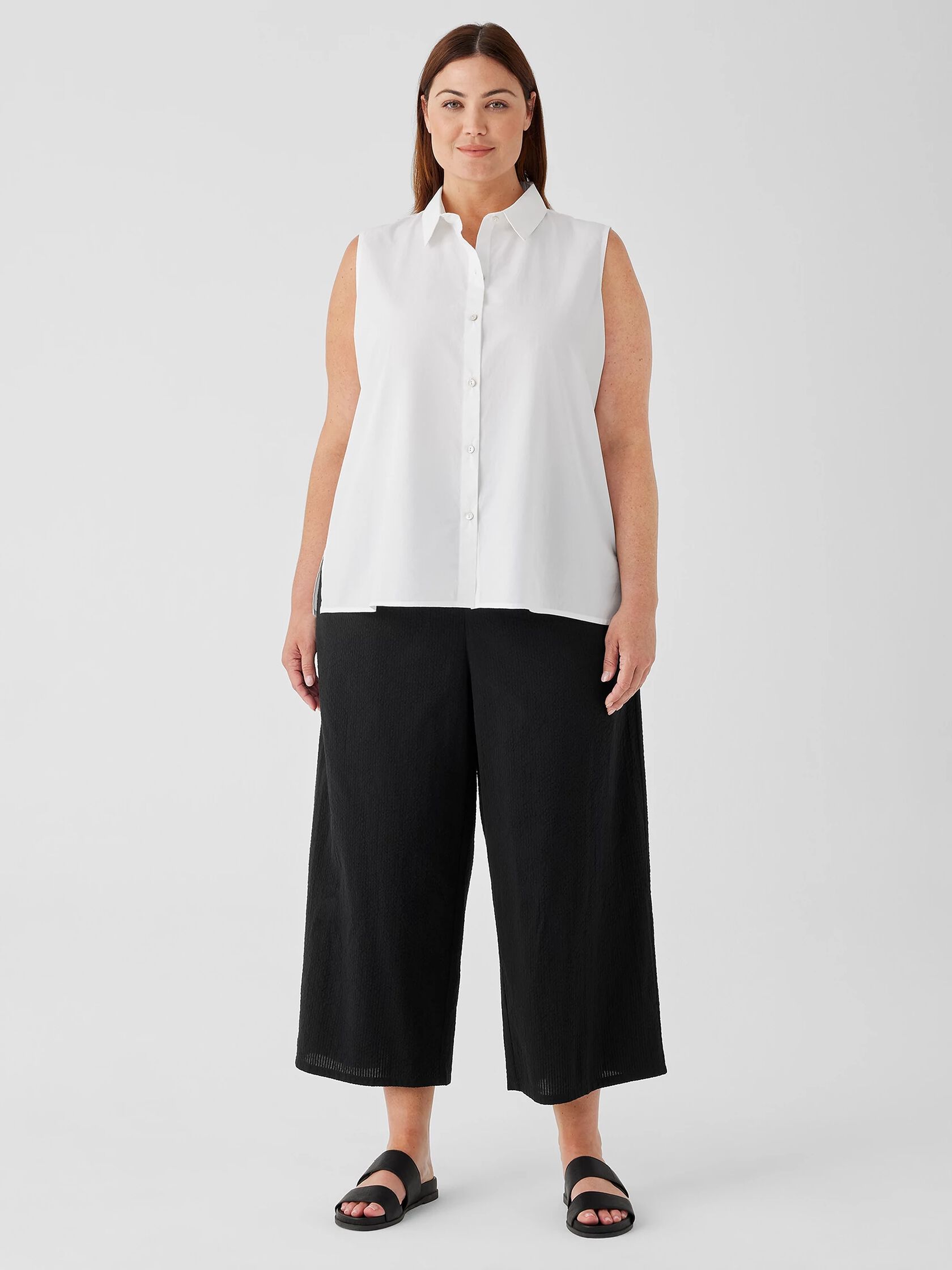 Washed Organic Cotton Poplin Sleeveless Shirt