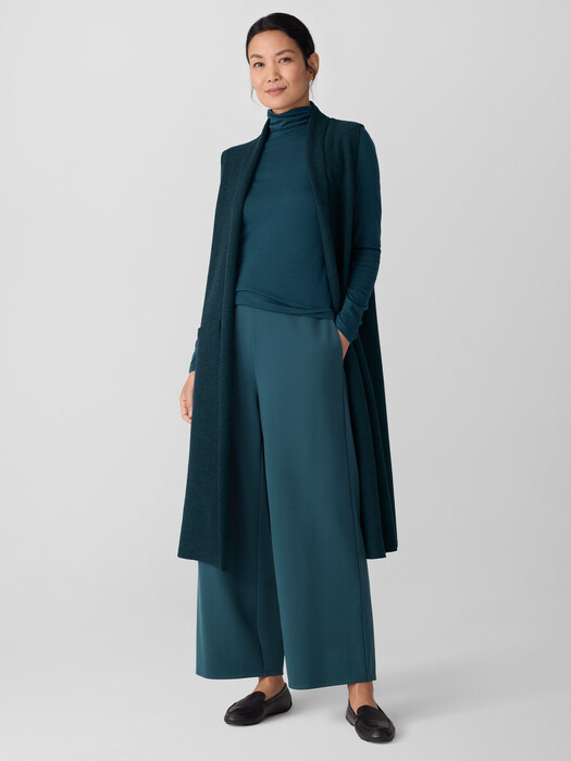 Sheer Cotton Blend Knit Turtleneck Top