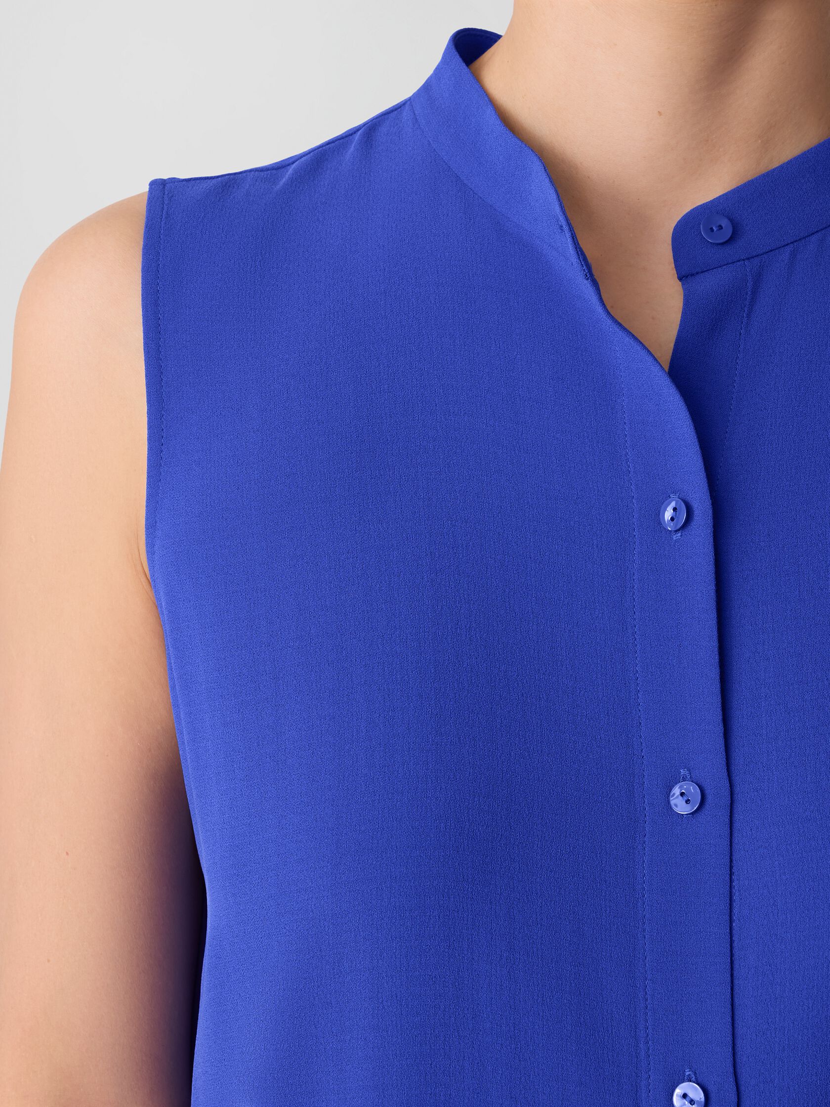 Silk Georgette Crepe Sleeveless Shirt