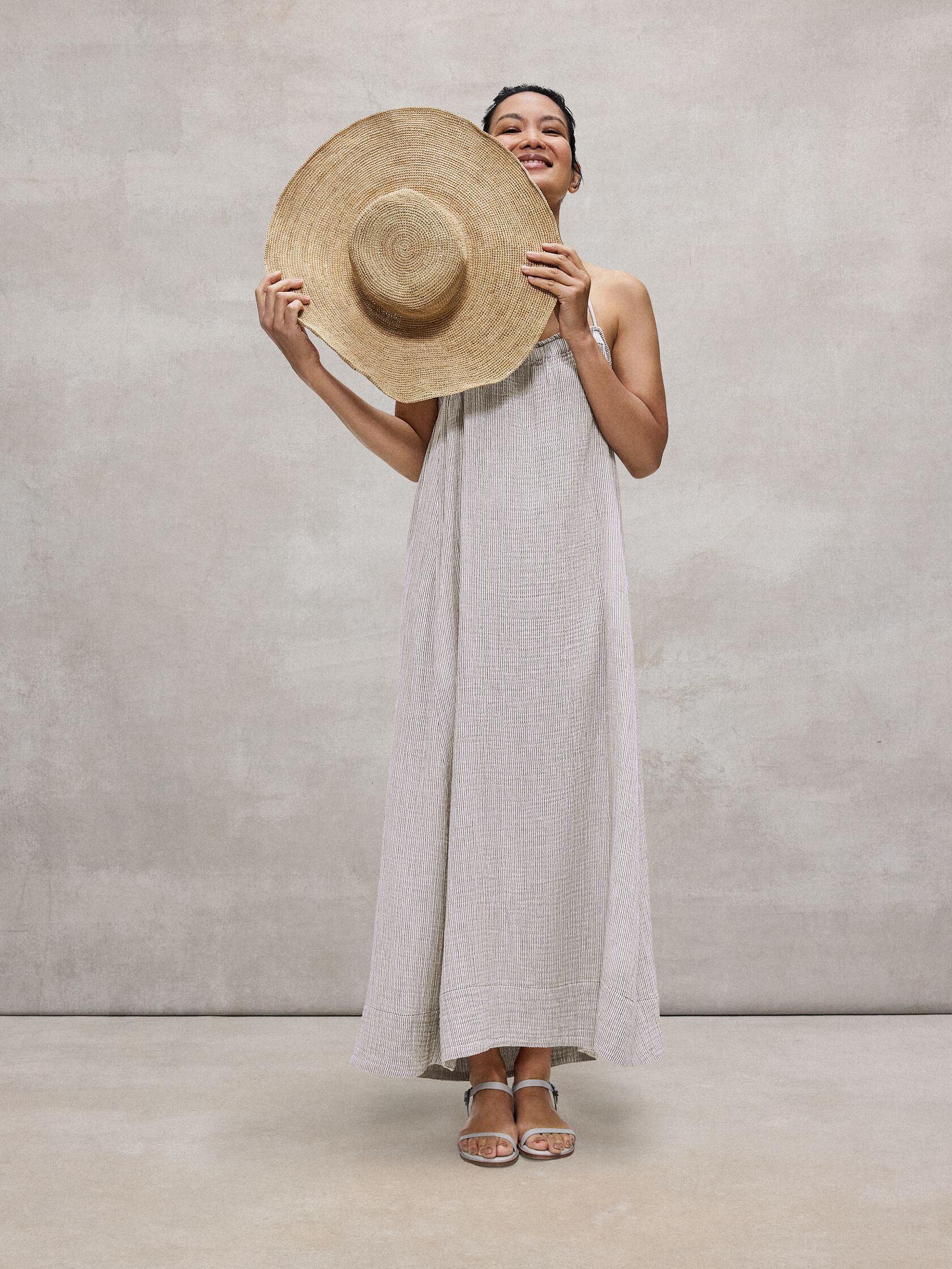 Striped Organic Cotton Gauze Cami Dress