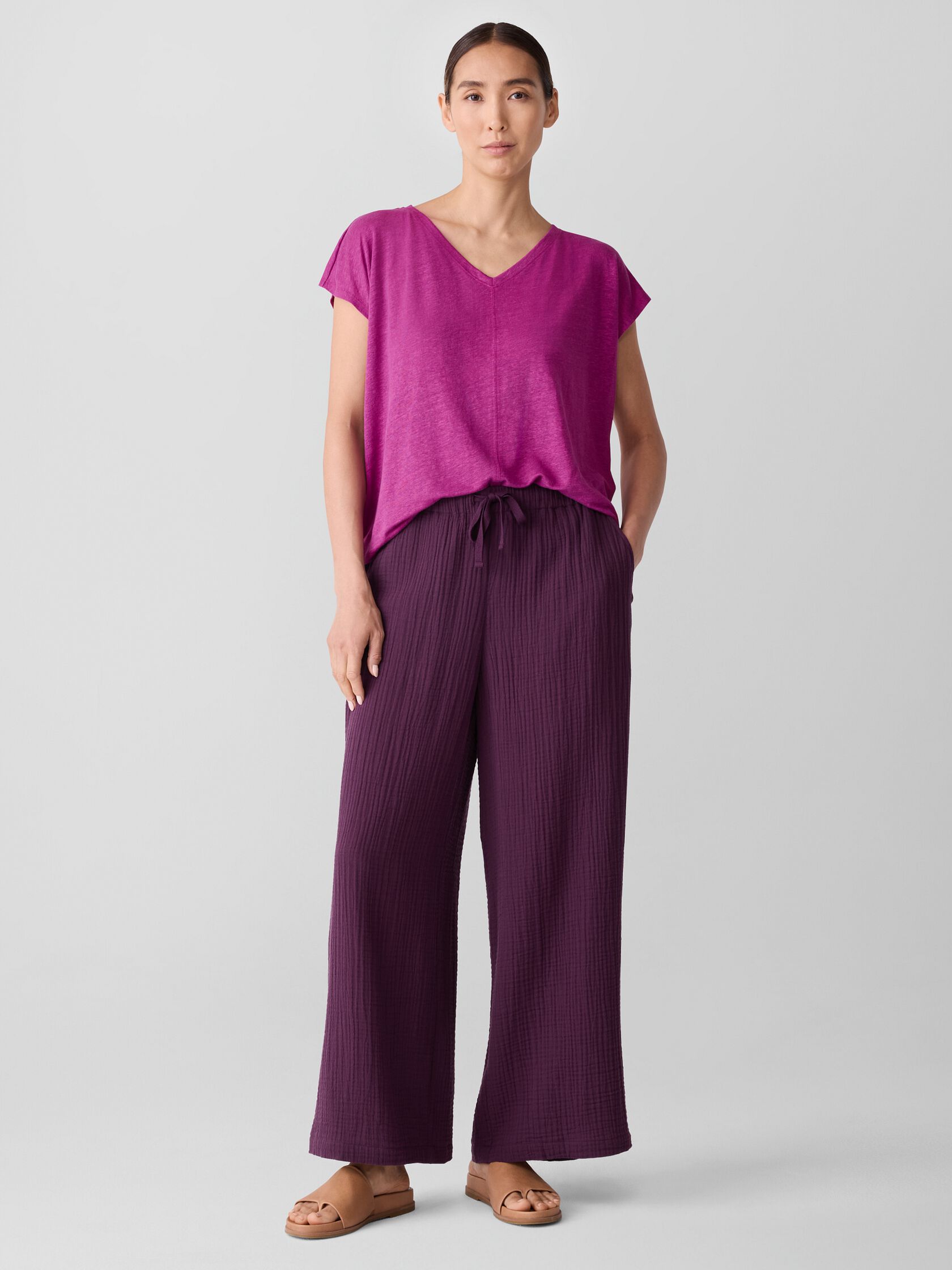 Organic Linen Jersey V-Neck Tee