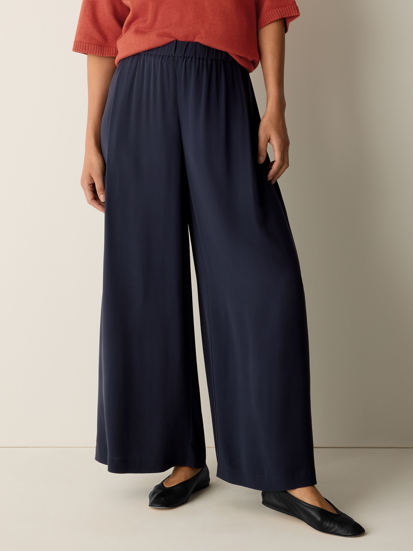 Silk Georgette Crepe Wide-Leg Pant