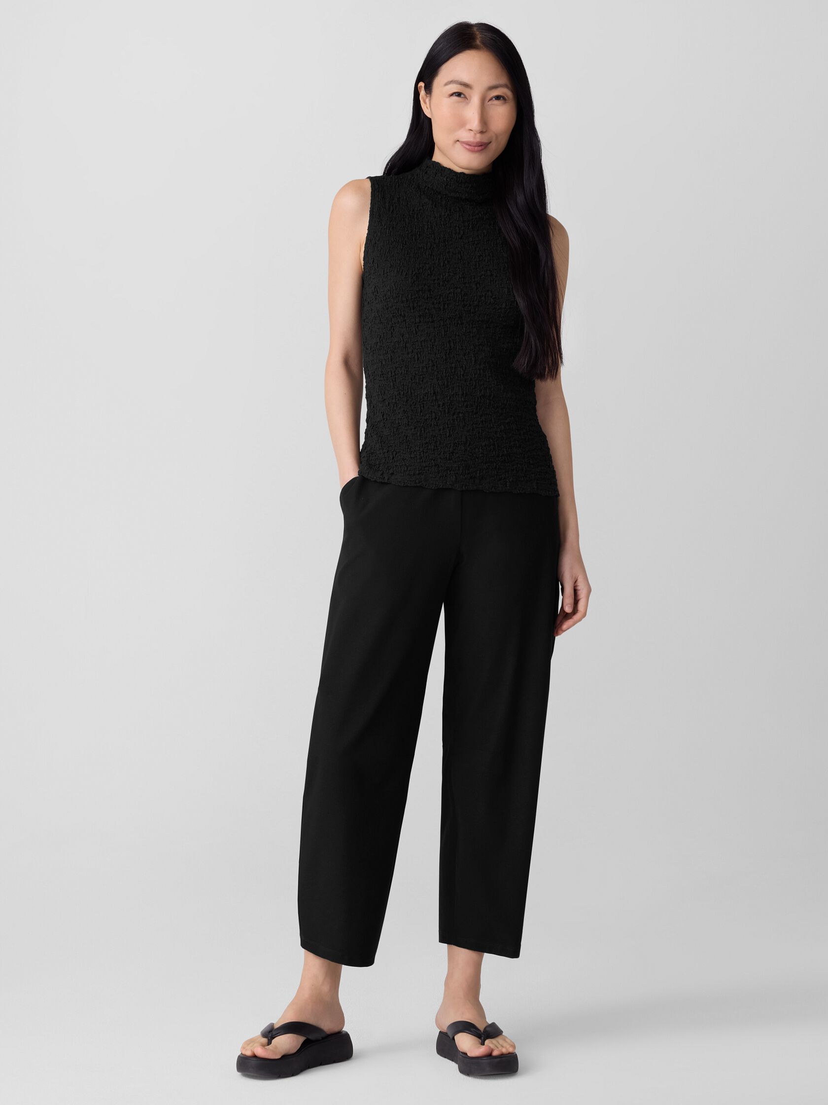 Bubble Jacquard Funnel Neck Top