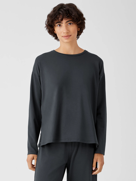 Stretch Jersey Knit Side-Zip Box-Top