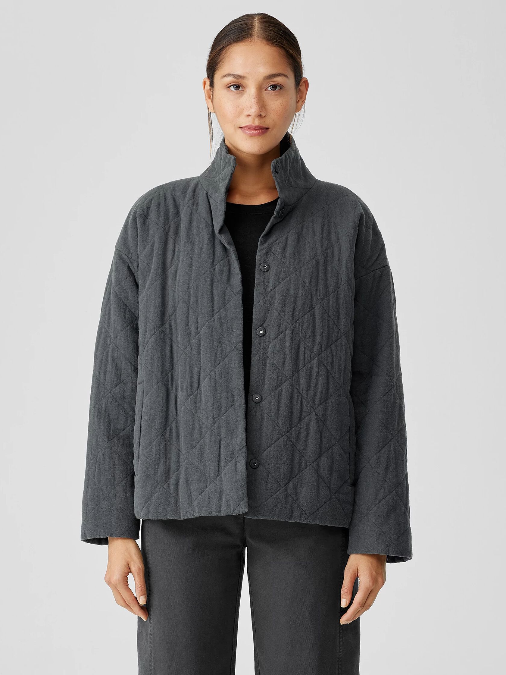 Organic Linen Cotton Crepe Quilted Jacket