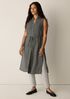 Organic Cotton Microstripe Pucker Band Collar Shirt