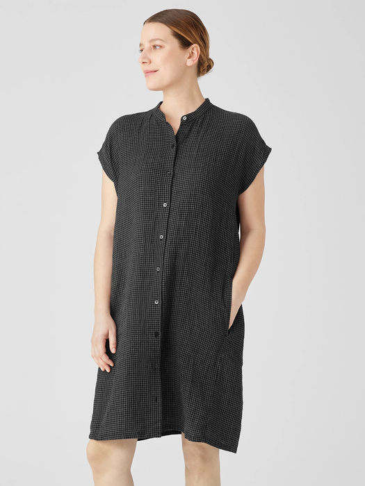 Puckered Organic Linen Shirtdress