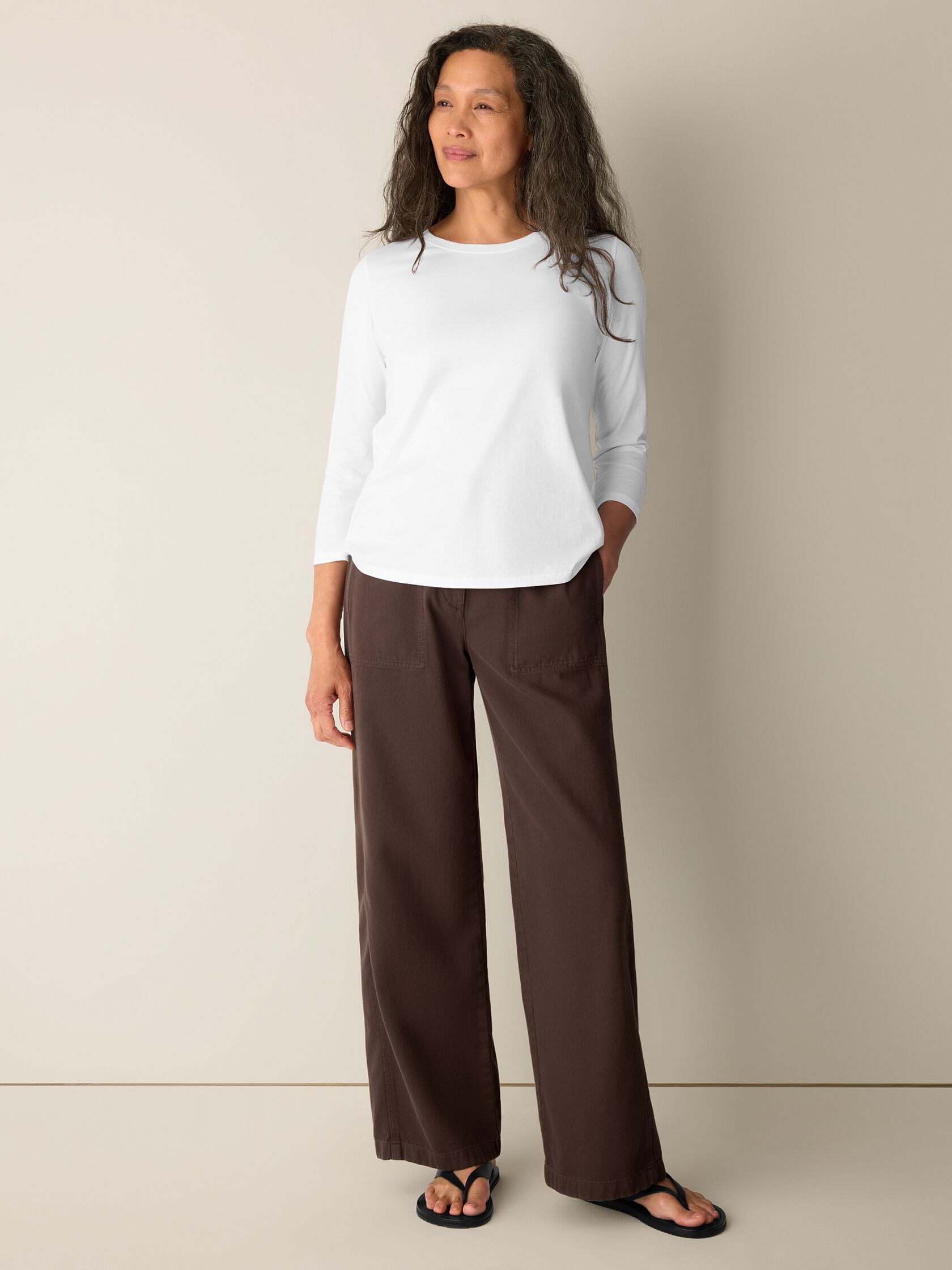 Organic Pima Cotton Jersey 3/4-Sleeve Tee