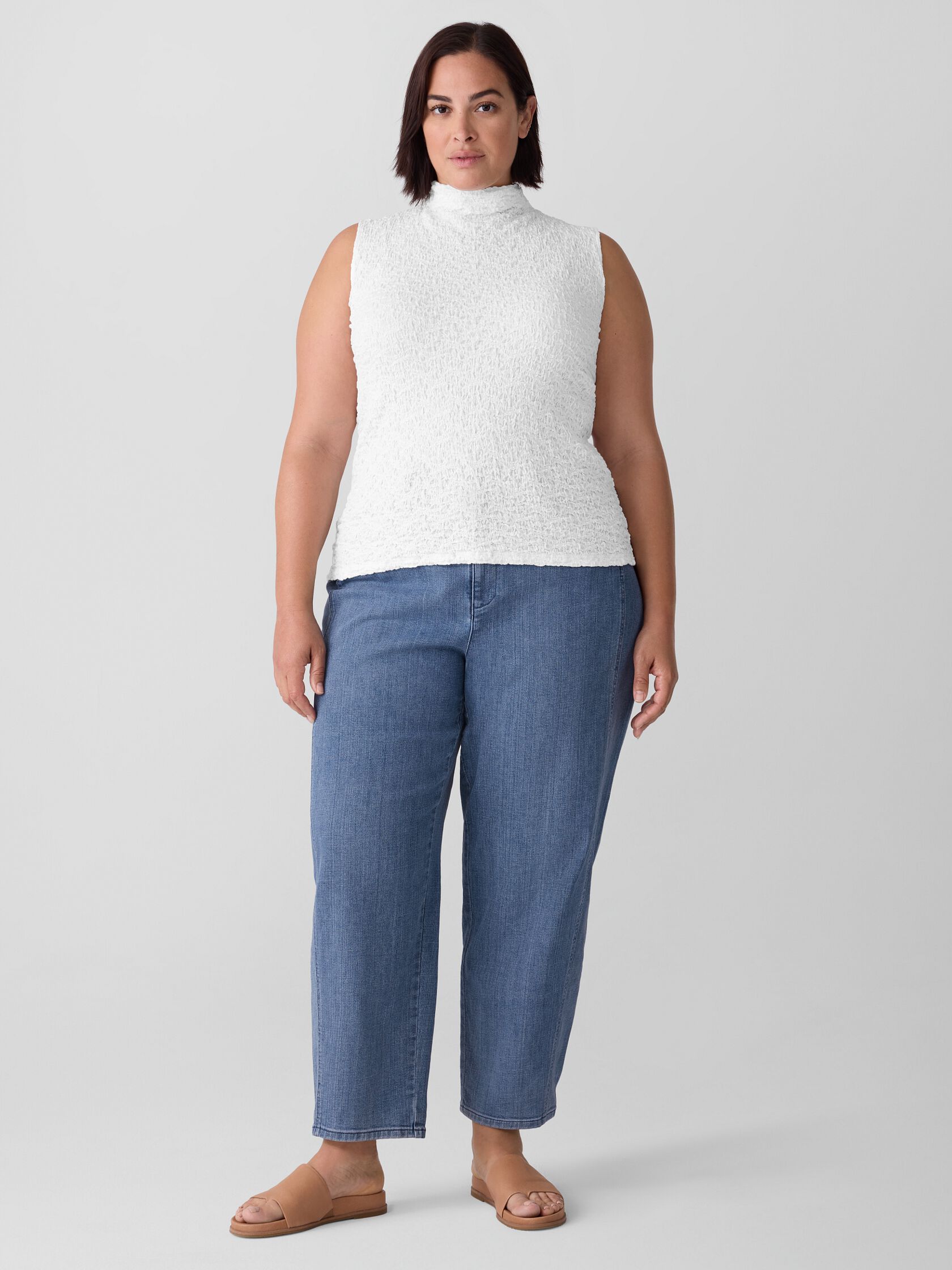 Bubble Jacquard Funnel Neck Top
