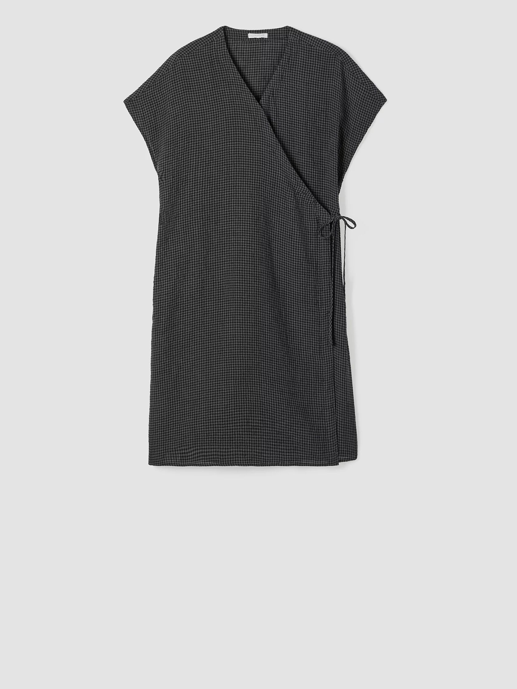 Puckered Organic Linen Wrap Dress