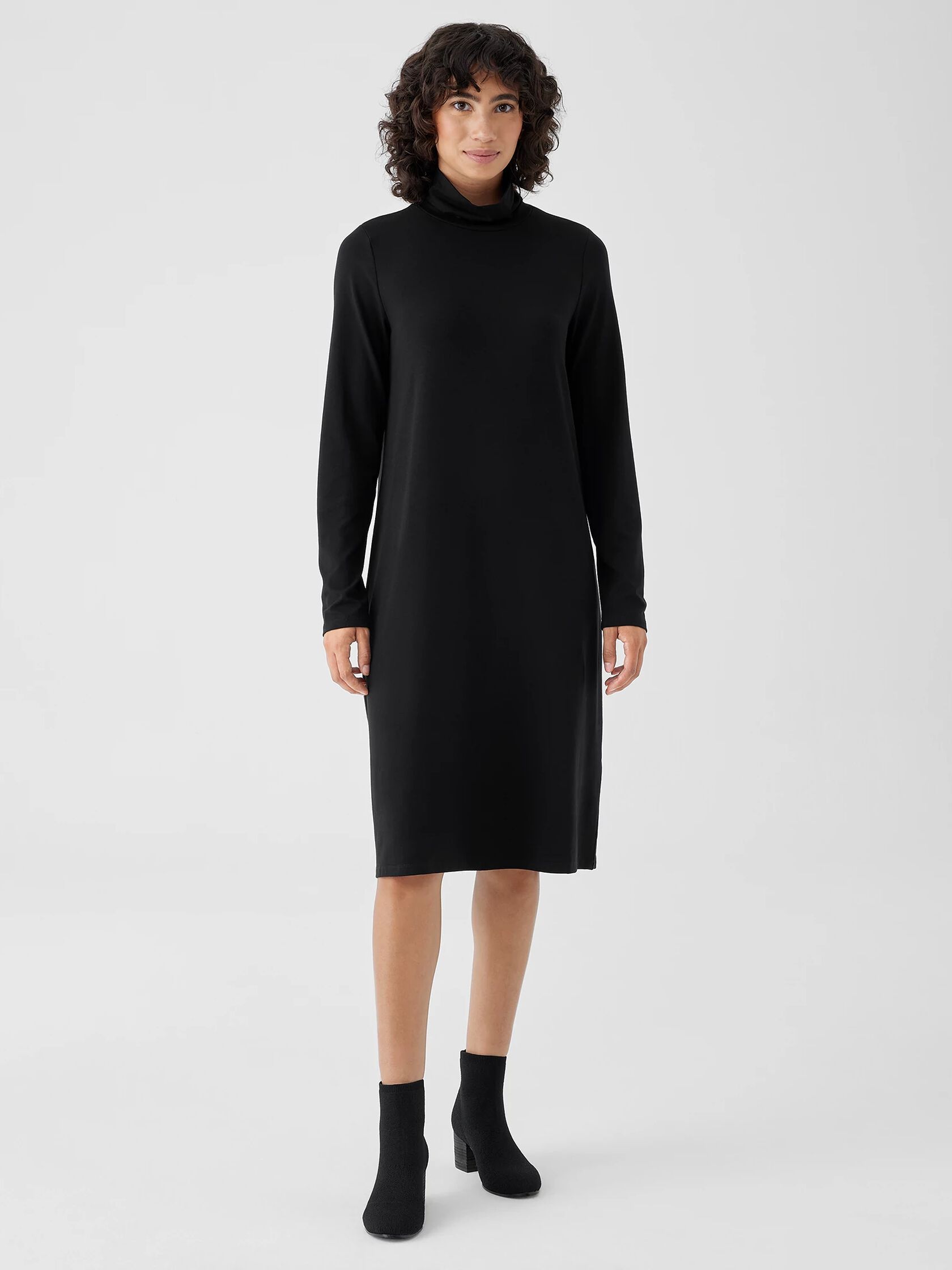 Stretch Jersey Knit Scrunch Neck Dress