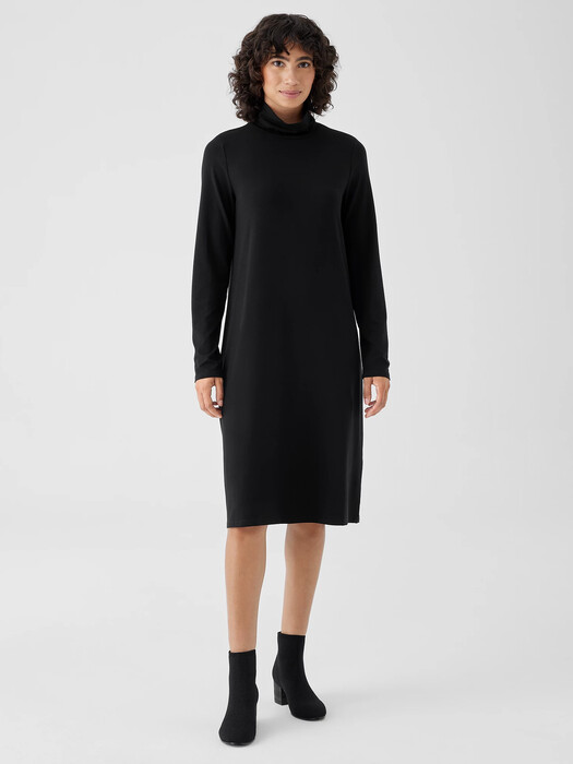 Stretch Jersey Knit Scrunch Neck Dress