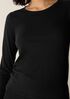 Sheer Cotton Blend Knit Round Neck Tee